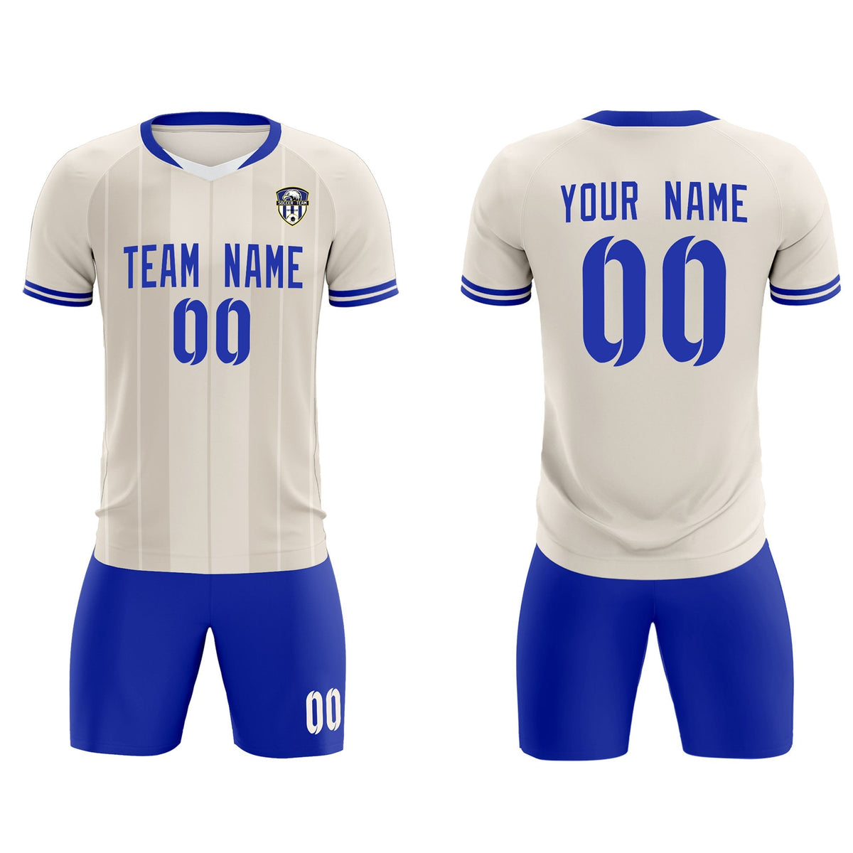 Custom Cream Classic Striped Personalized Soccer Tops/Sets Jersey