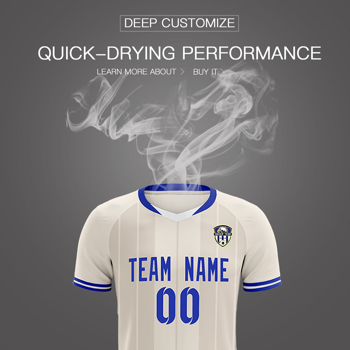 Custom Cream Classic Striped Personalized Soccer Tops/Sets Jersey
