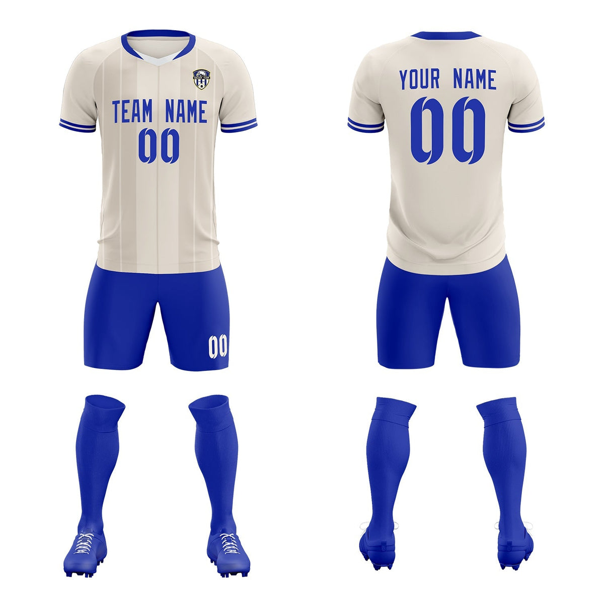 Custom Cream Classic Striped Personalized Soccer Tops/Sets Jersey