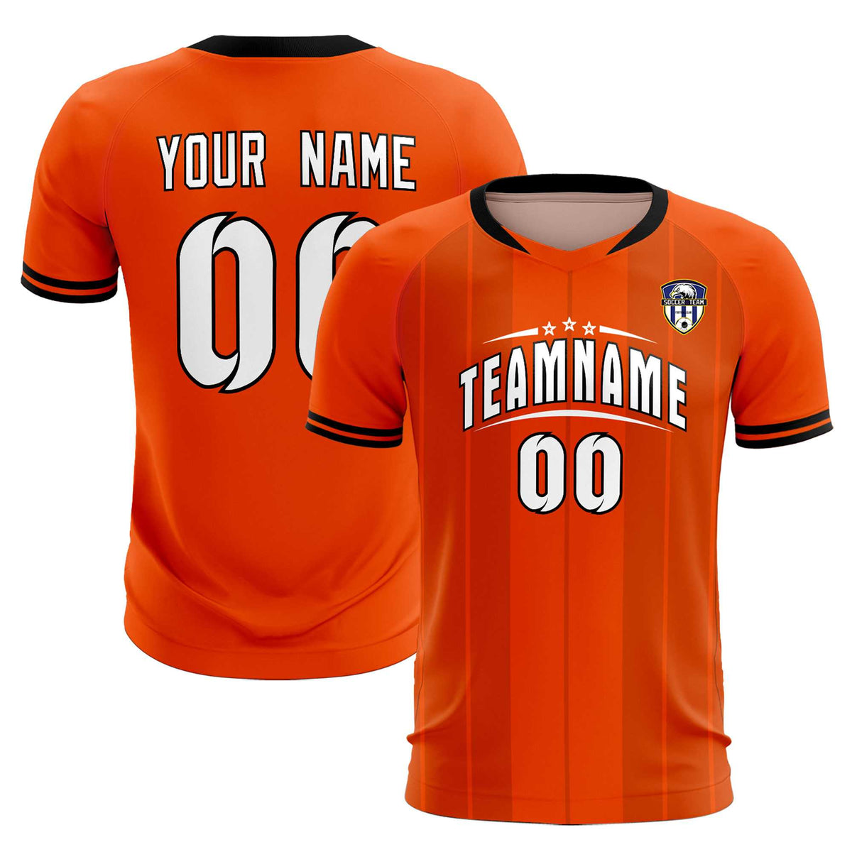 Custom Orange Classic Striped Personalized Soccer Tops/Sets Jersey
