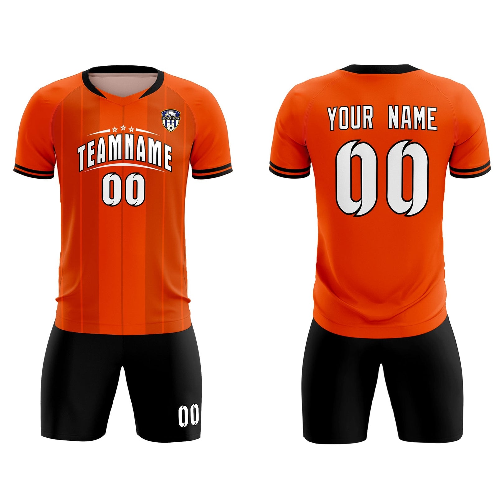 Custom Orange Classic Striped Personalized Soccer Tops/Sets Jersey