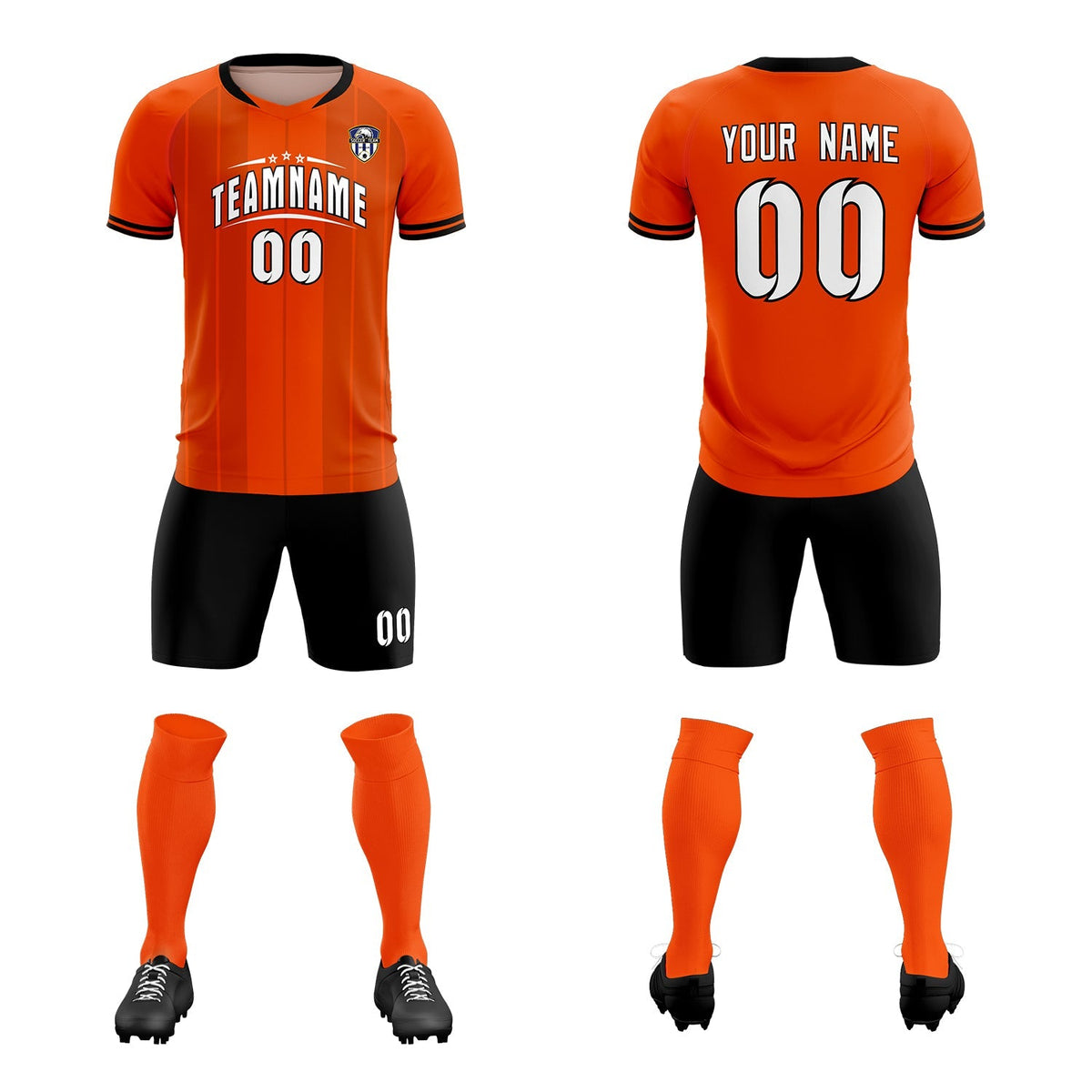Custom Orange Classic Striped Personalized Soccer Tops/Sets Jersey