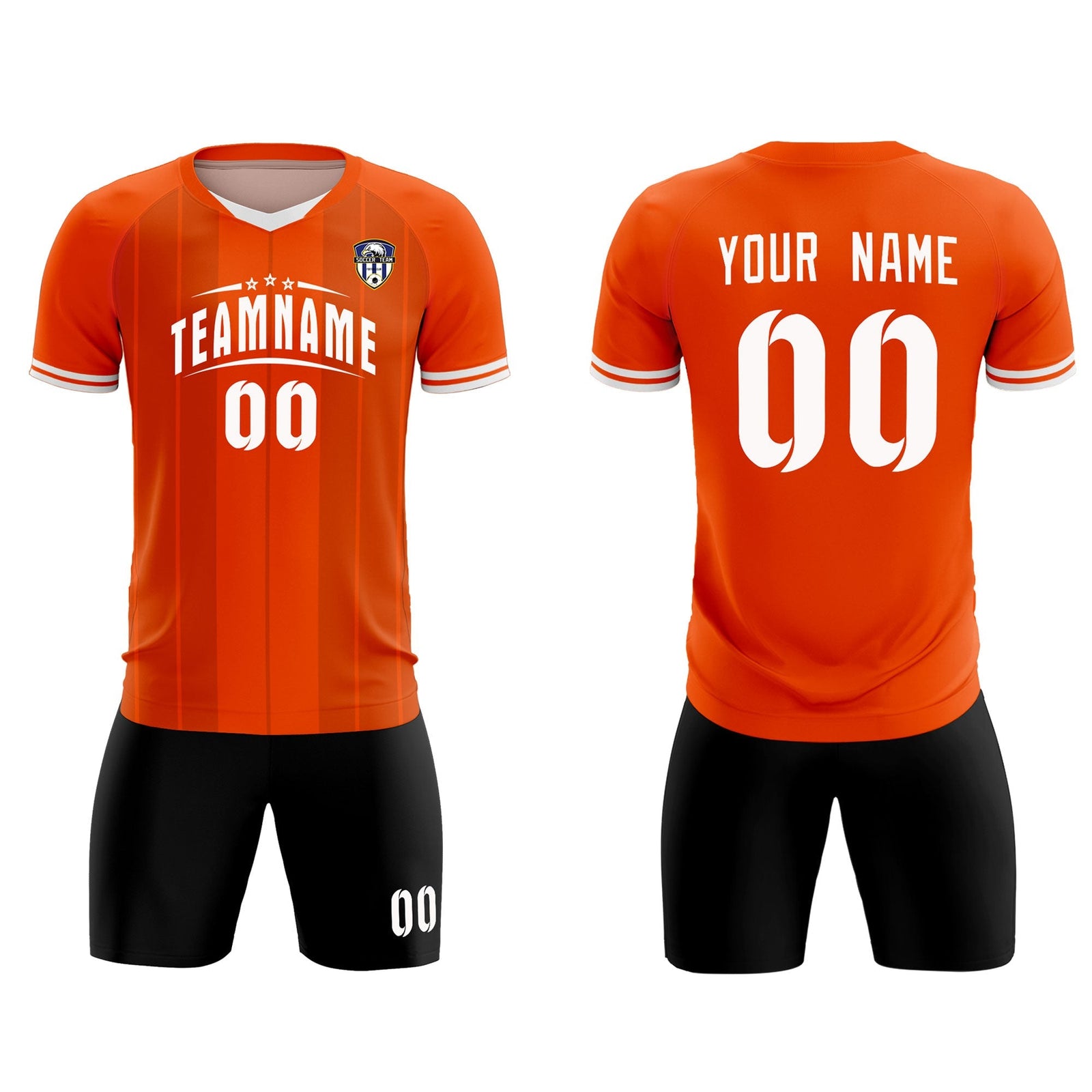 Custom Orange Classic Striped Personalized Soccer Tops/Sets Jersey