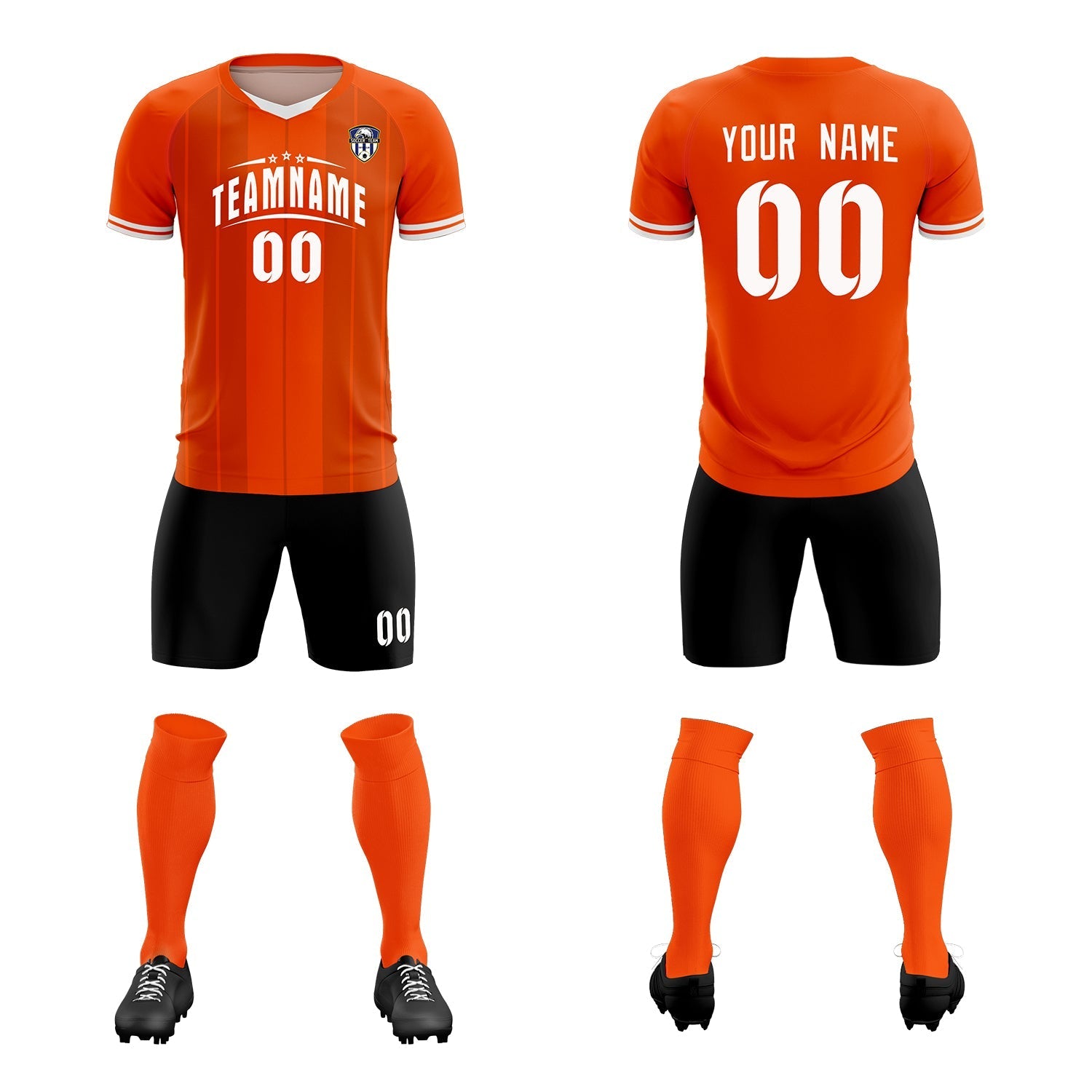Custom Orange Classic Striped Personalized Soccer Tops/Sets Jersey