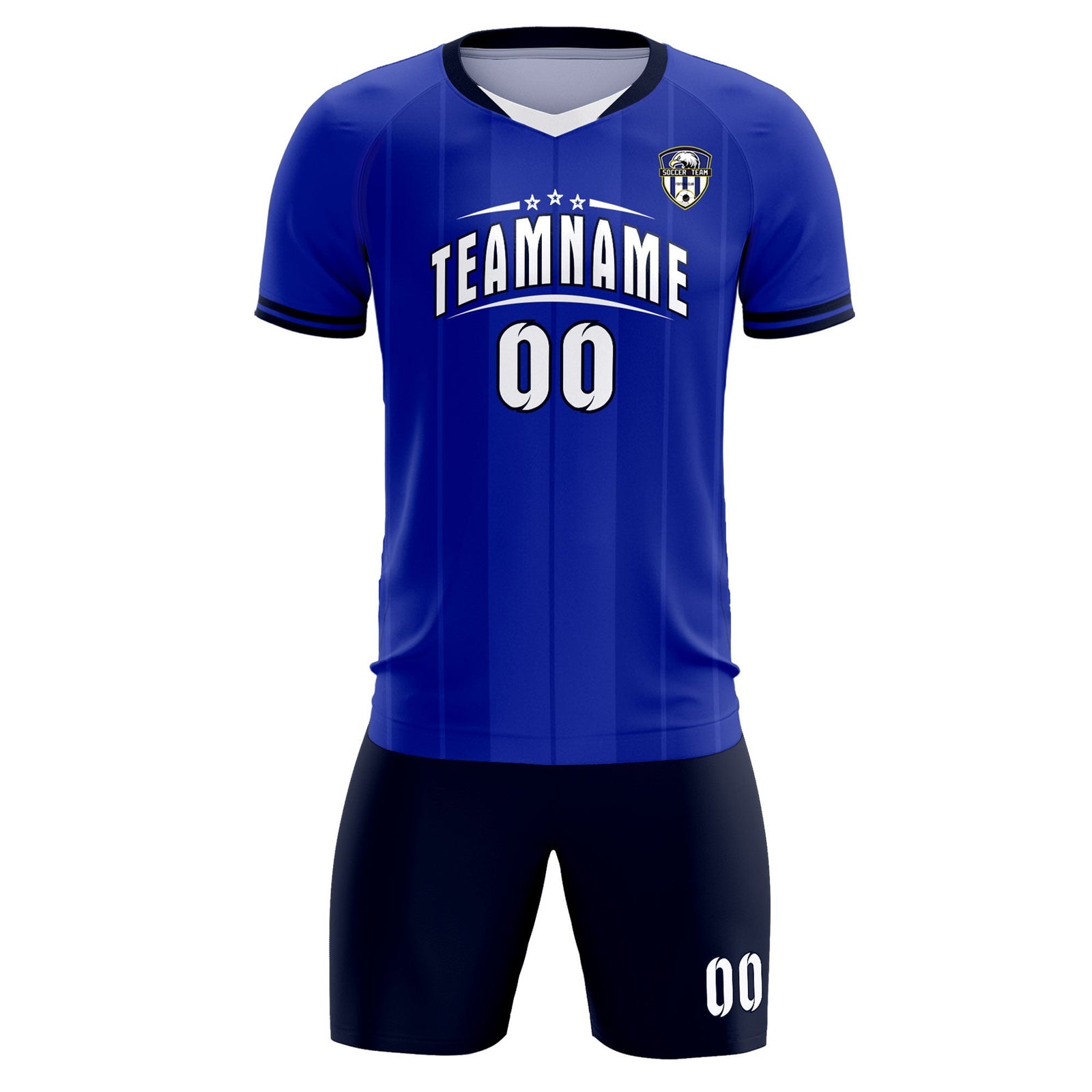 Custom Royal Classic Striped Personalized Soccer Tops/Sets Jersey
