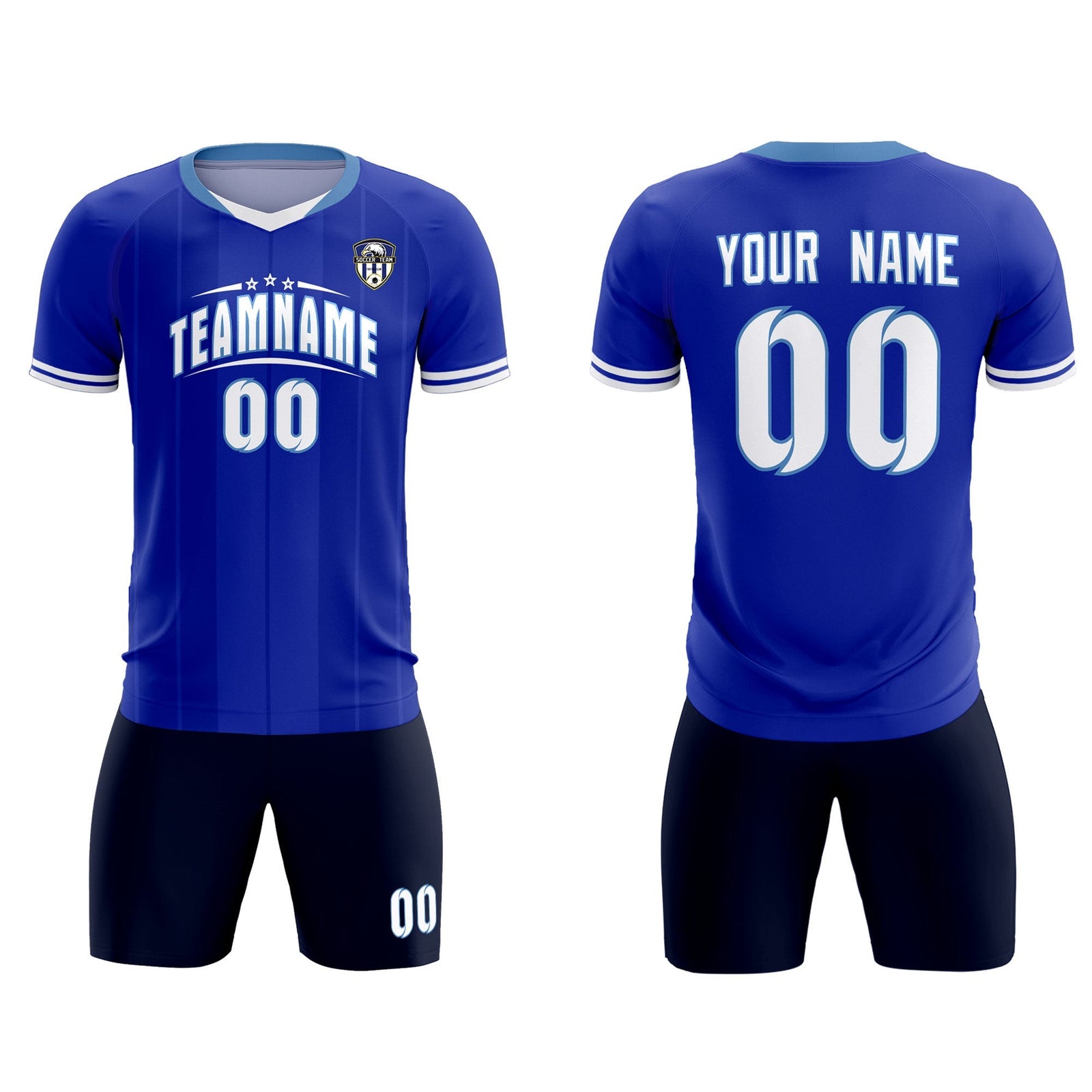 Custom Royal Classic Striped Personalized Soccer Tops/Sets Jersey