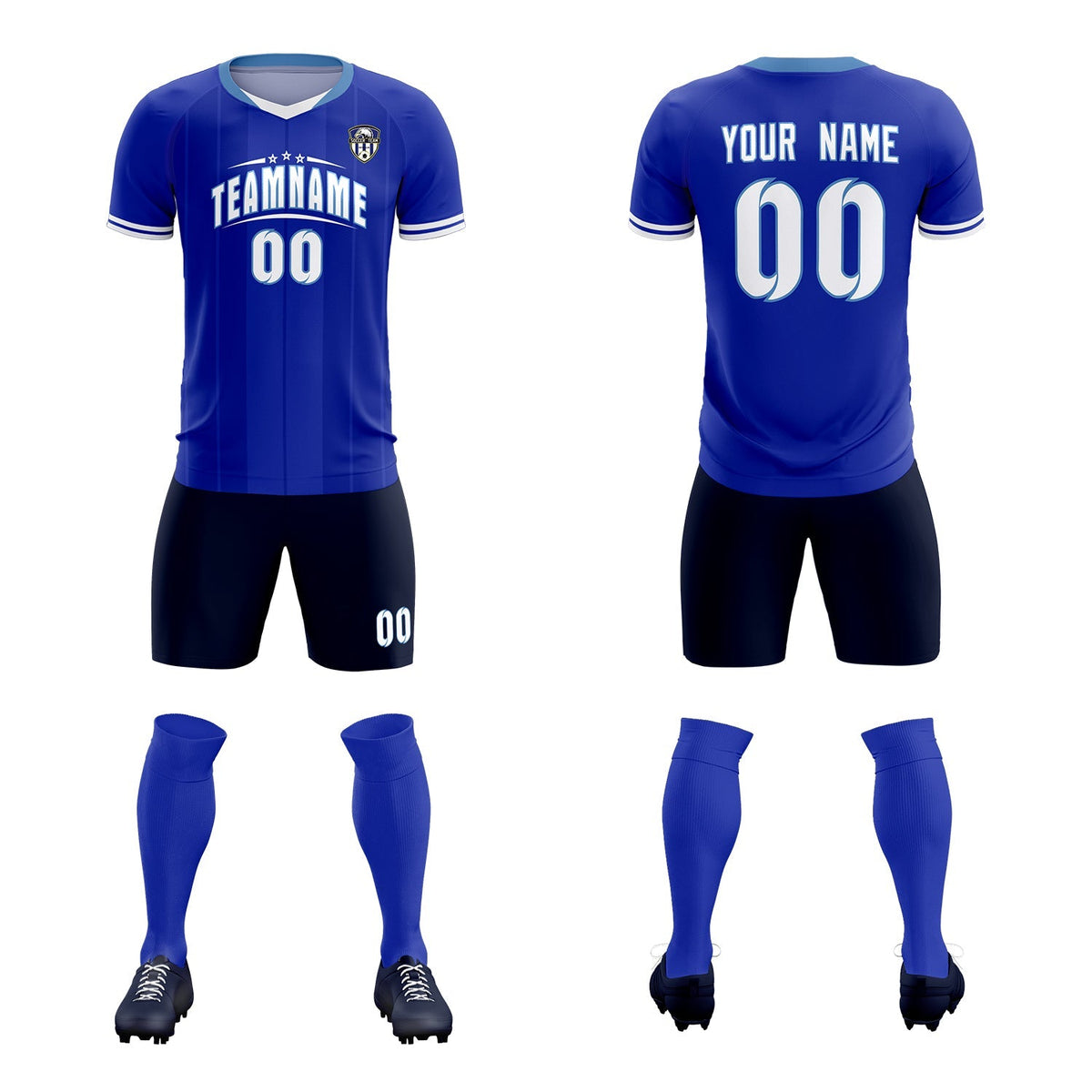 Custom Royal Classic Striped Personalized Soccer Tops/Sets Jersey