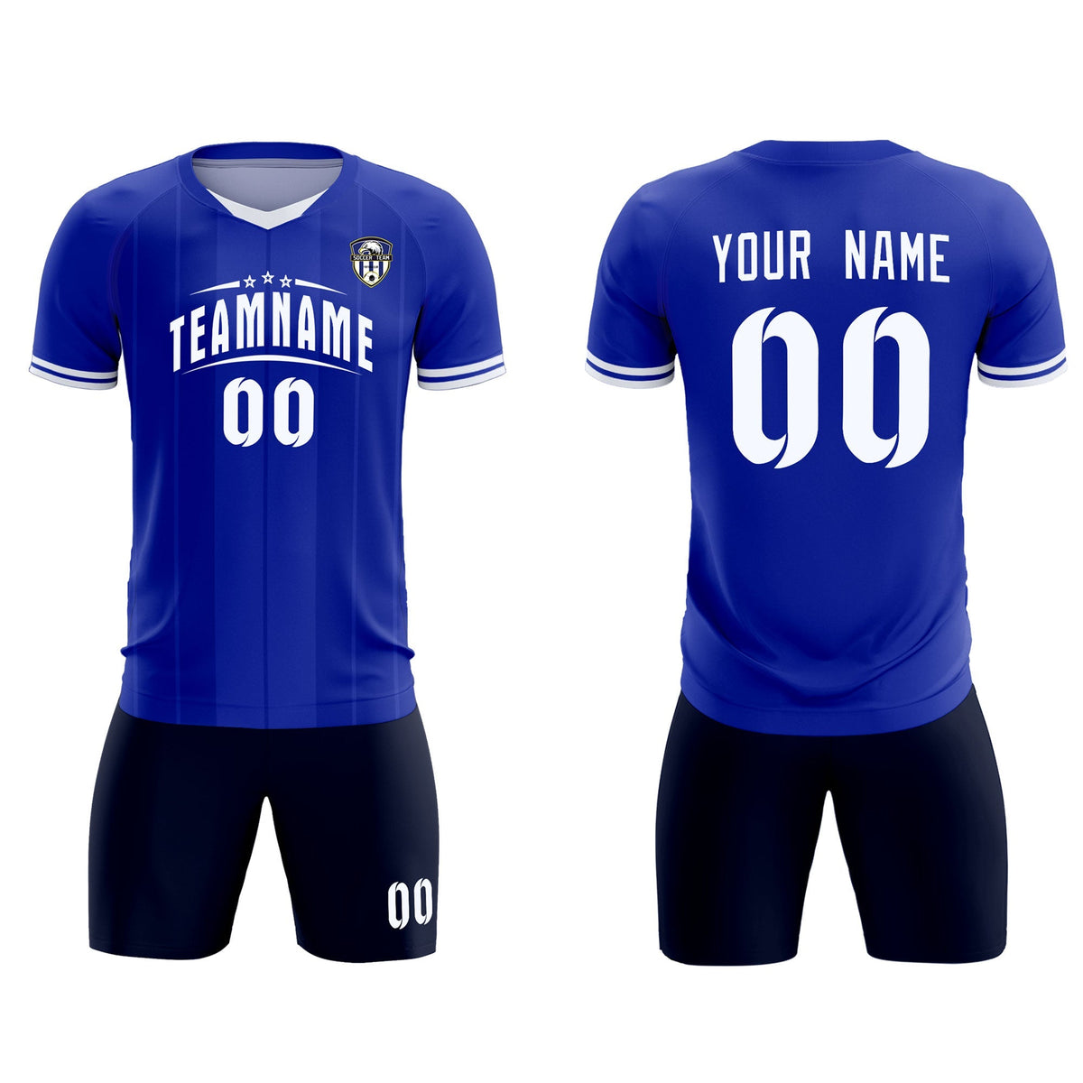 Custom Royal Classic Striped Personalized Soccer Tops/Sets Jersey