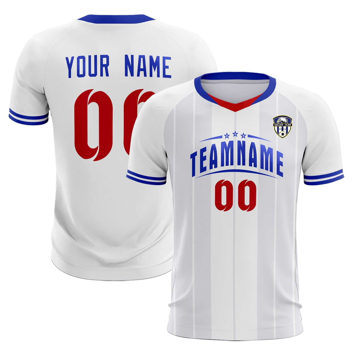Custom White Classic Striped Personalized Soccer Tops/Sets Jersey