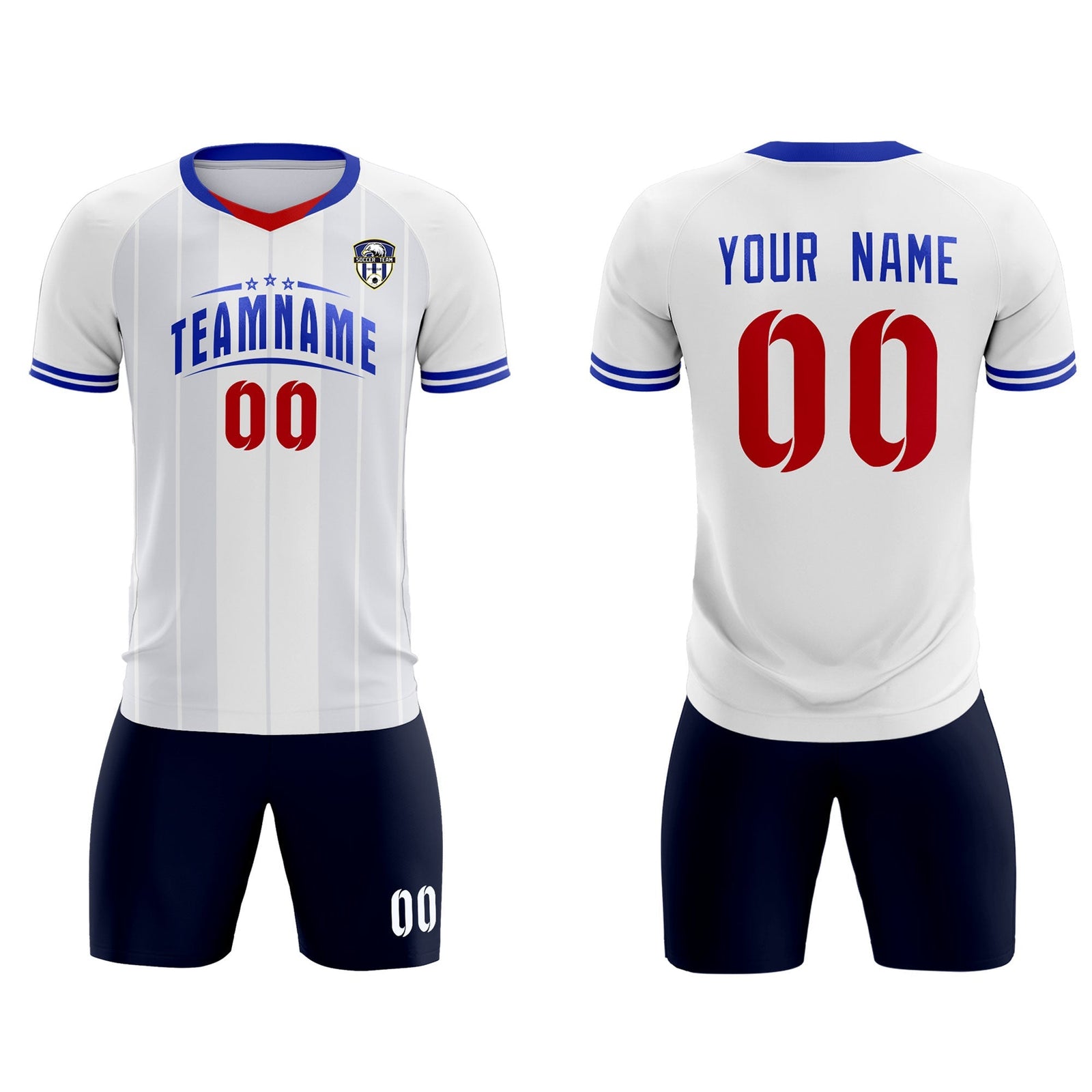 Custom White Classic Striped Personalized Soccer Tops/Sets Jersey