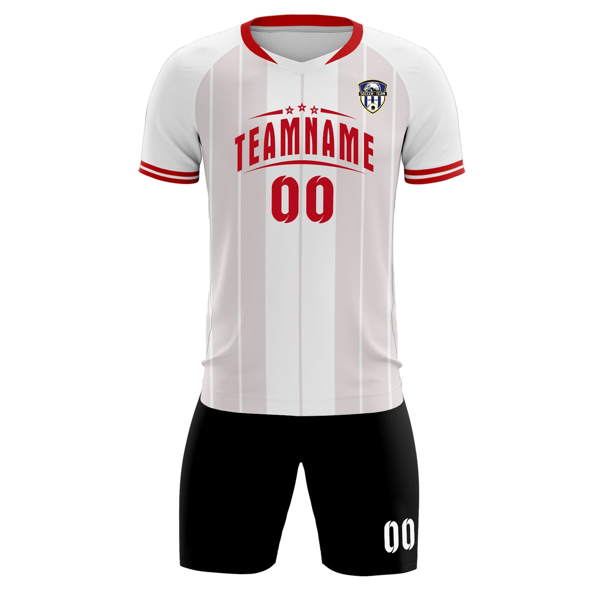 Custom White Classic Striped Personalized Soccer Tops/Sets Jersey