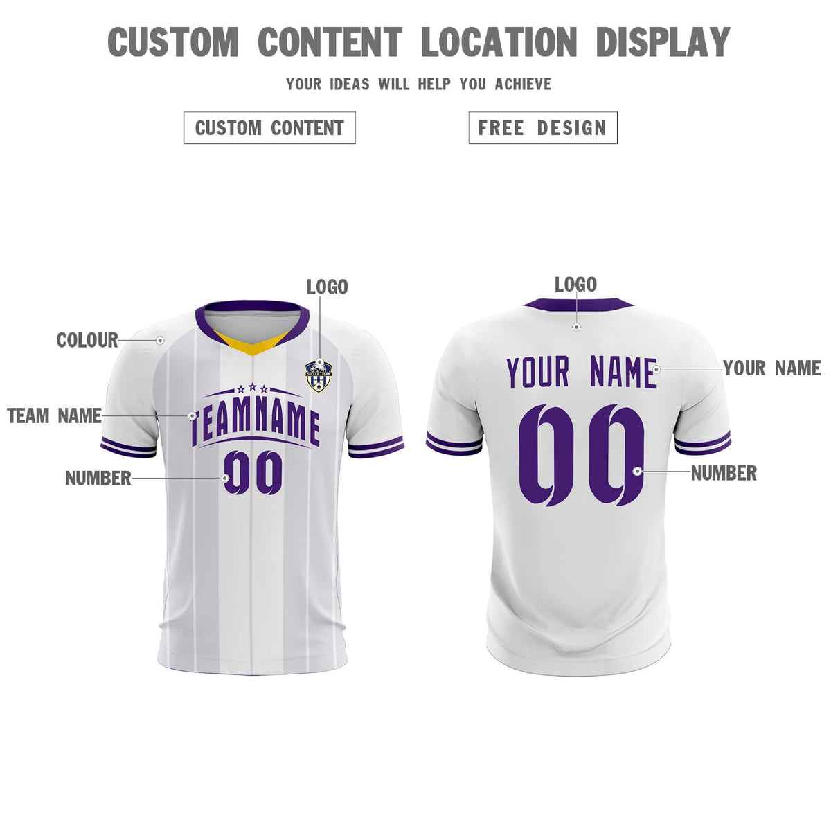 Custom White Classic Striped Personalized Soccer Tops/Sets Jersey