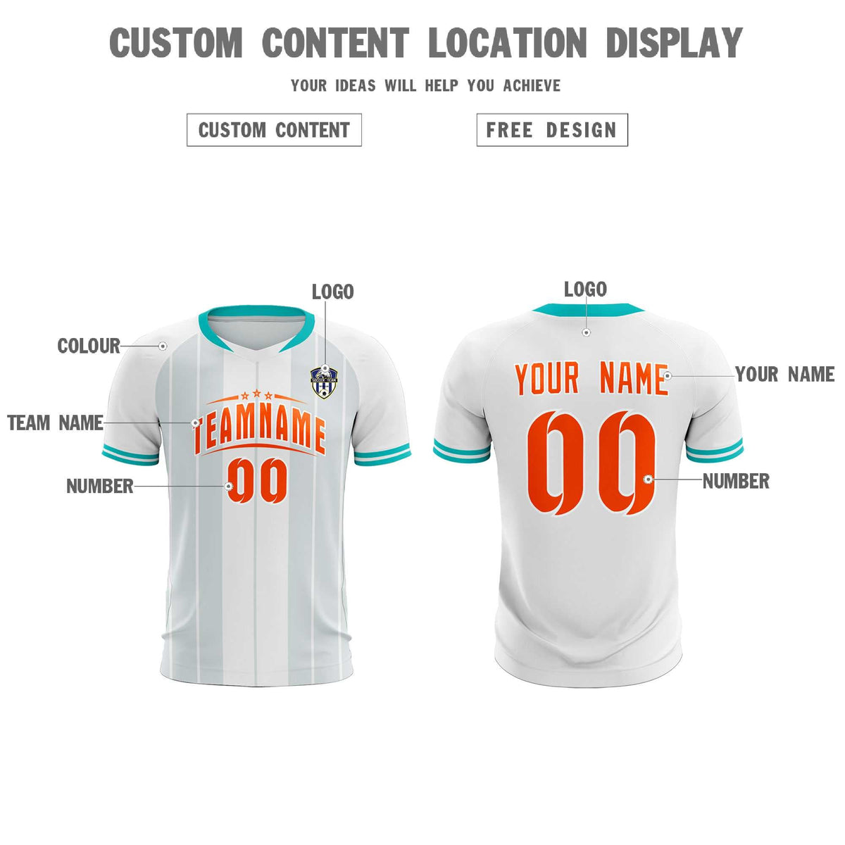 Custom White Classic Striped Personalized Soccer Tops/Sets Jersey