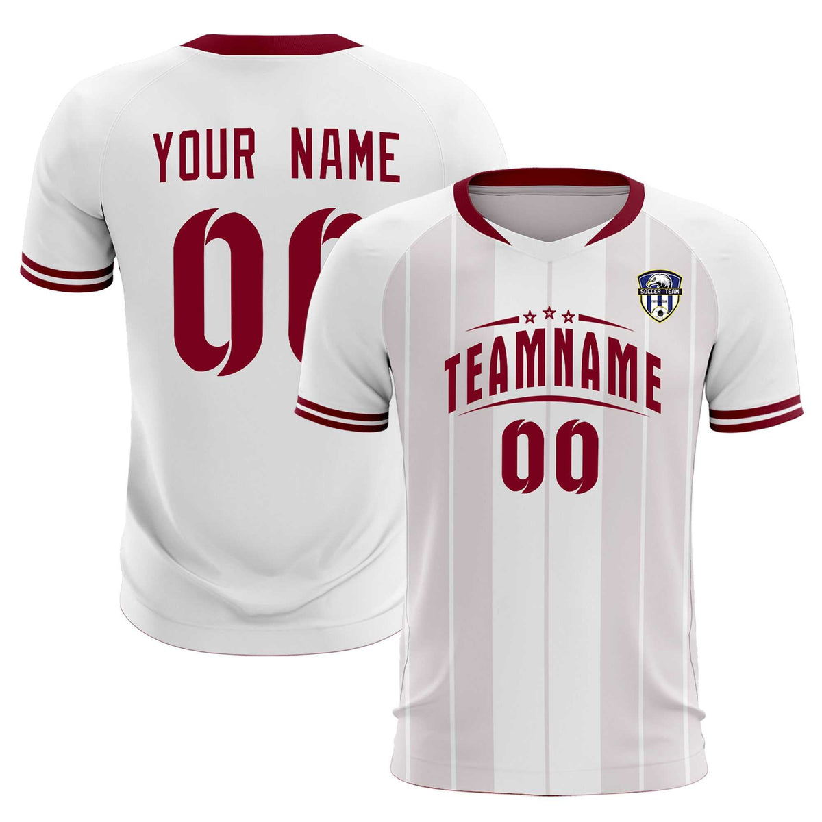 Custom White Classic Striped Personalized Soccer Tops/Sets Jersey