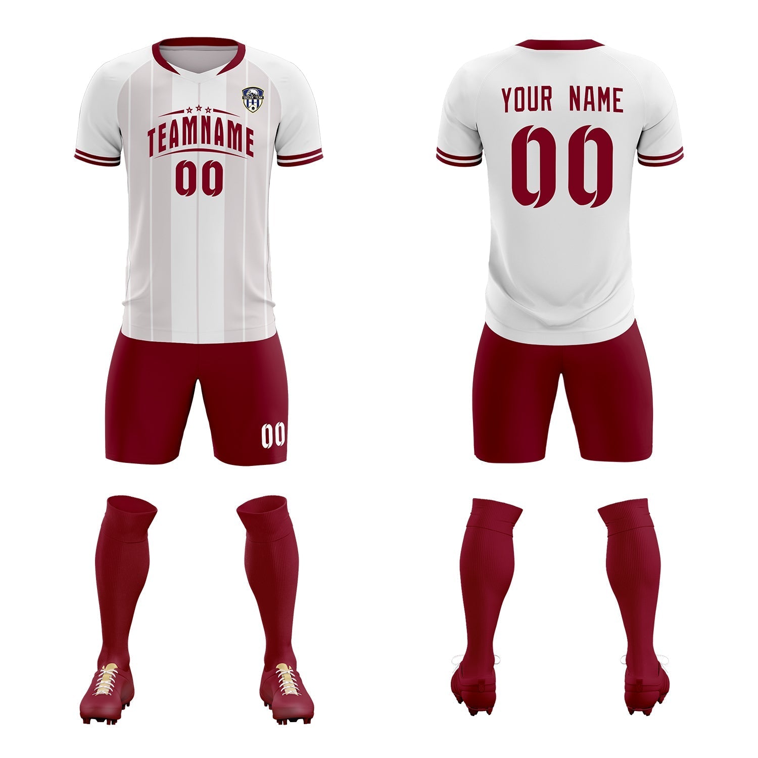 Custom White Classic Striped Personalized Soccer Tops/Sets Jersey