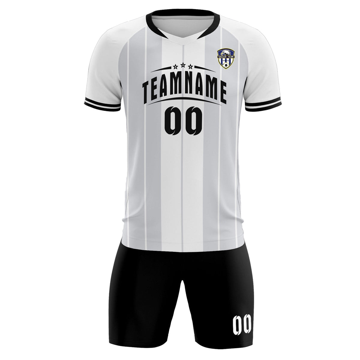 Custom White Classic Striped Personalized Soccer Tops/Sets Jersey