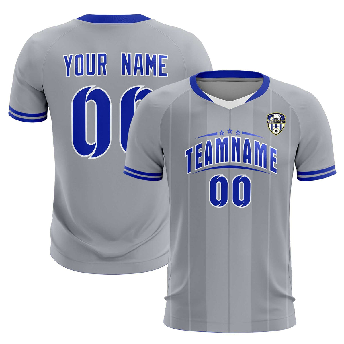 Custom Gray Classic Striped Personalized Soccer Tops/Sets Jersey