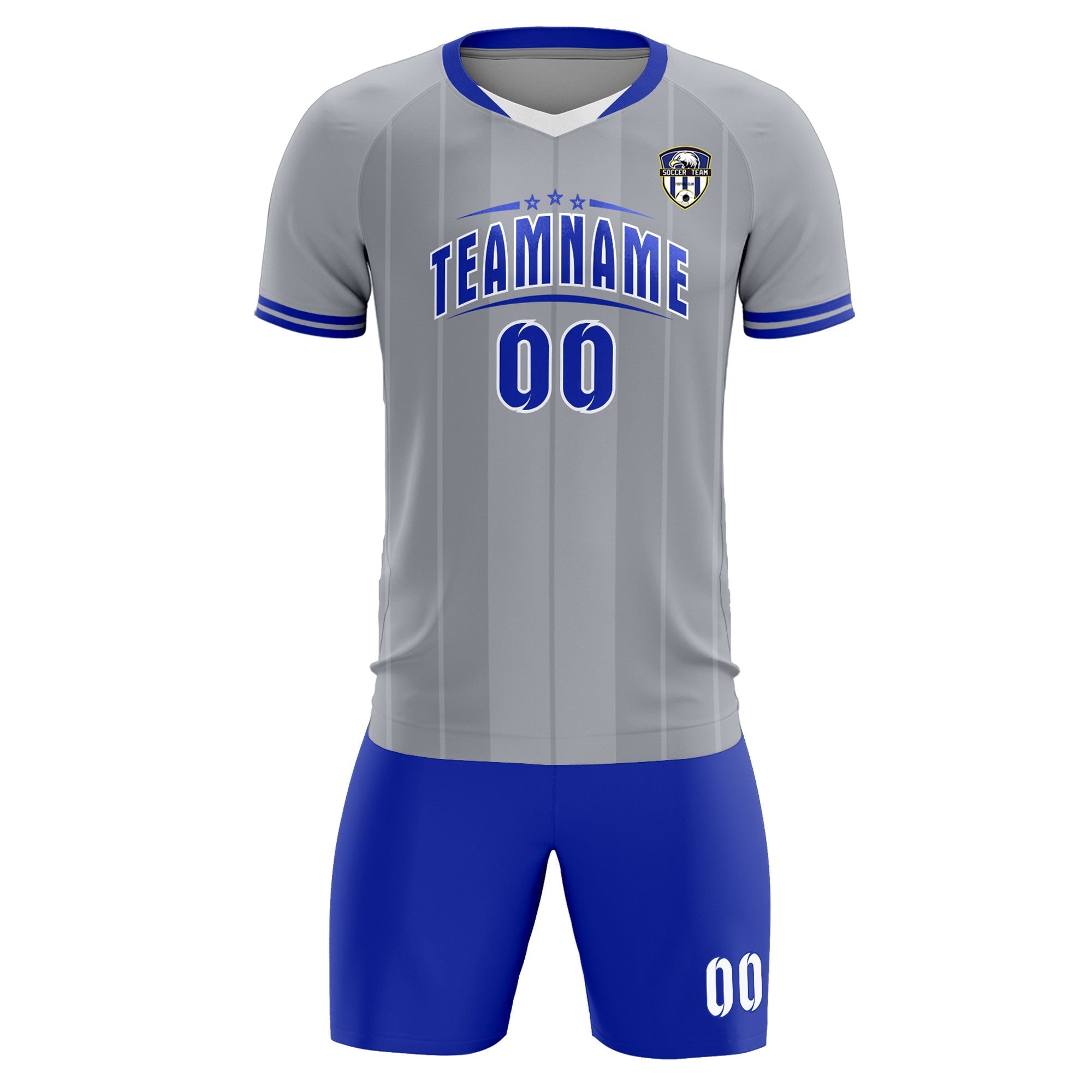 Custom Gray Classic Striped Personalized Soccer Tops/Sets Jersey