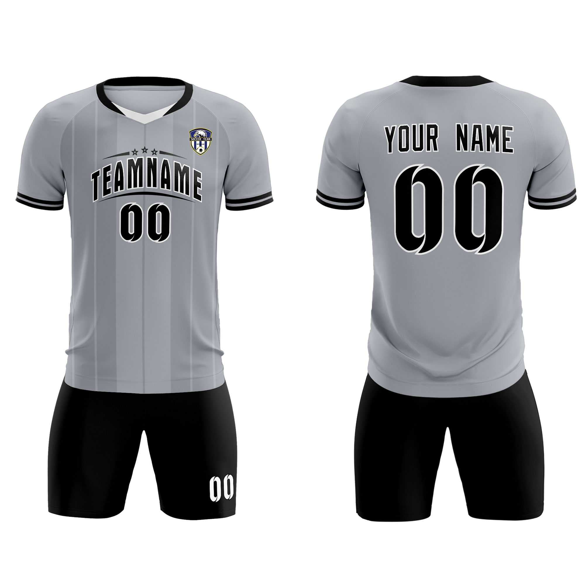 Custom Gray Classic Striped Personalized Soccer Tops/Sets Jersey