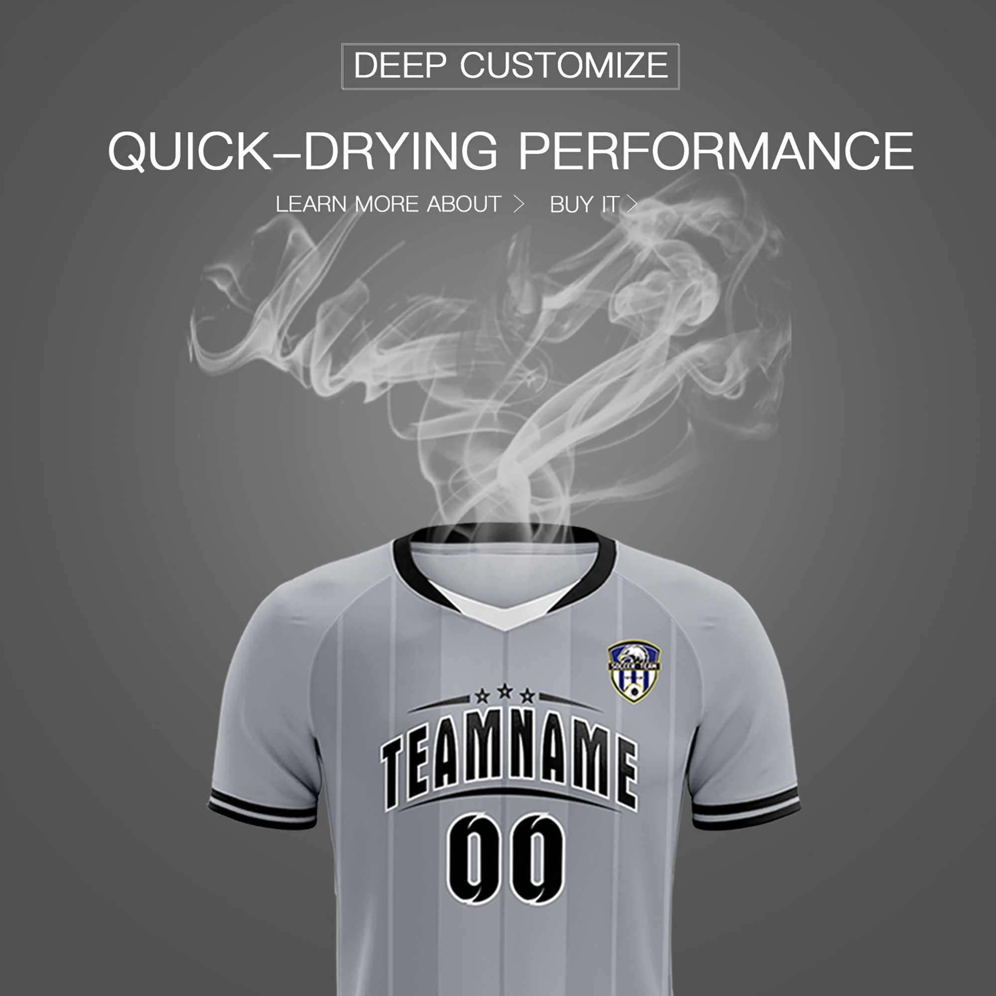 Custom Gray Classic Striped Personalized Soccer Tops/Sets Jersey