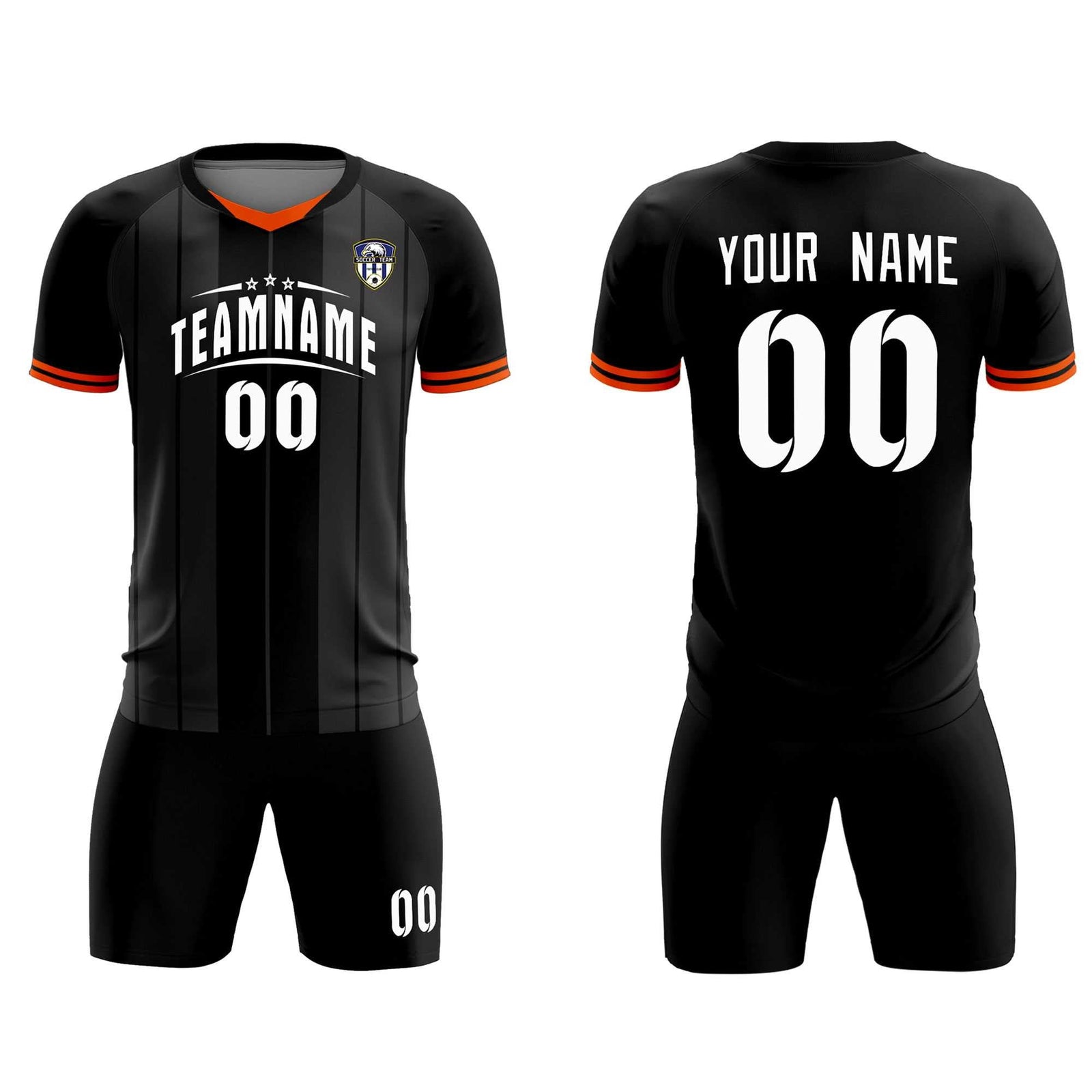 Custom Black Classic Striped Personalized Soccer Tops/Sets Jersey