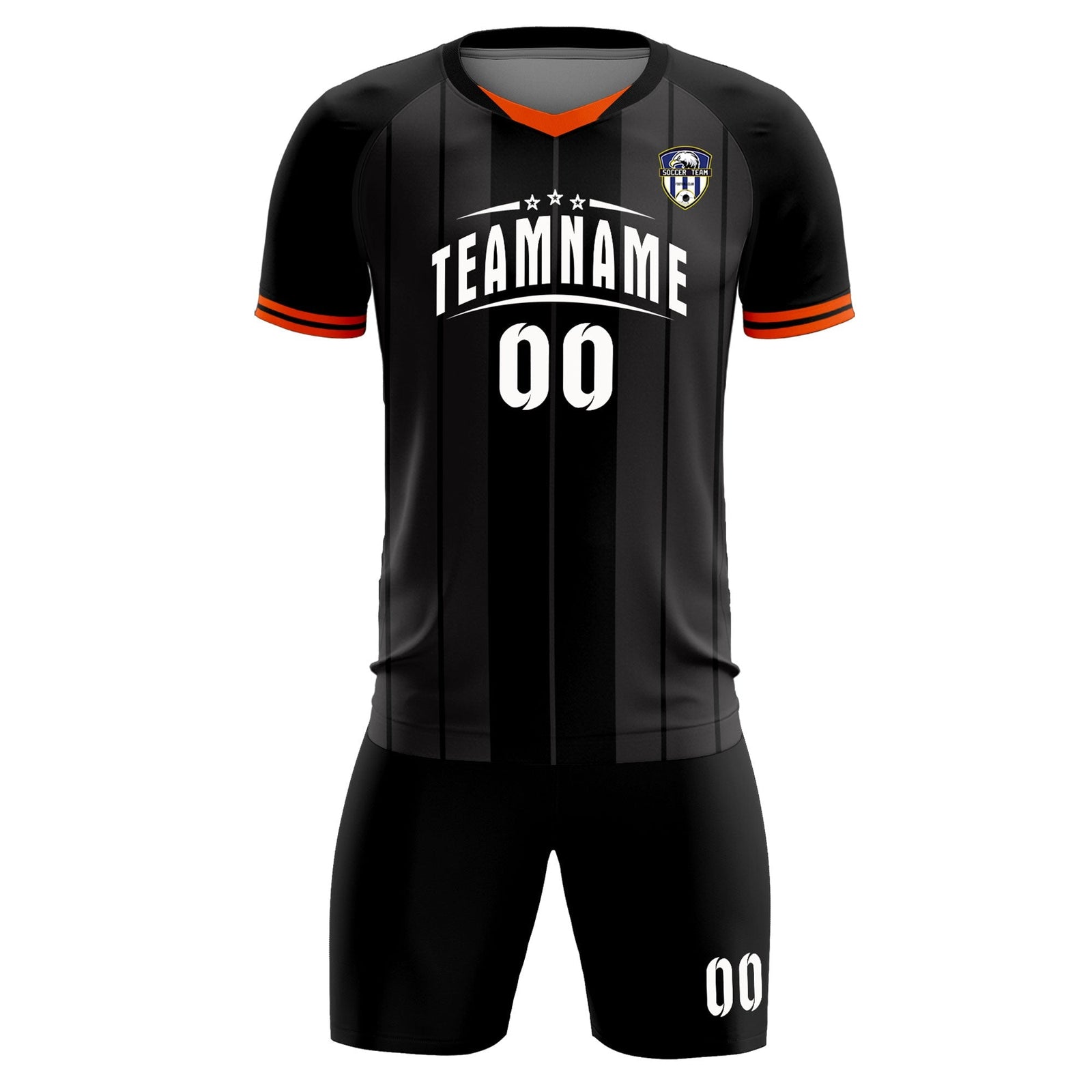 Custom Black Classic Striped Personalized Soccer Tops/Sets Jersey