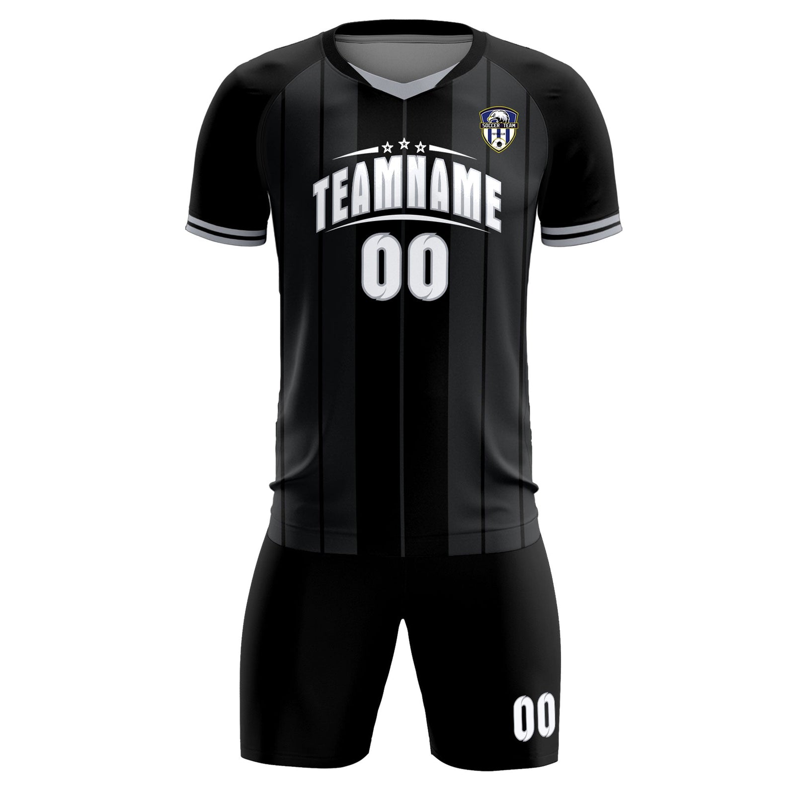 Custom Black Classic Striped Personalized Soccer Tops/Sets Jersey