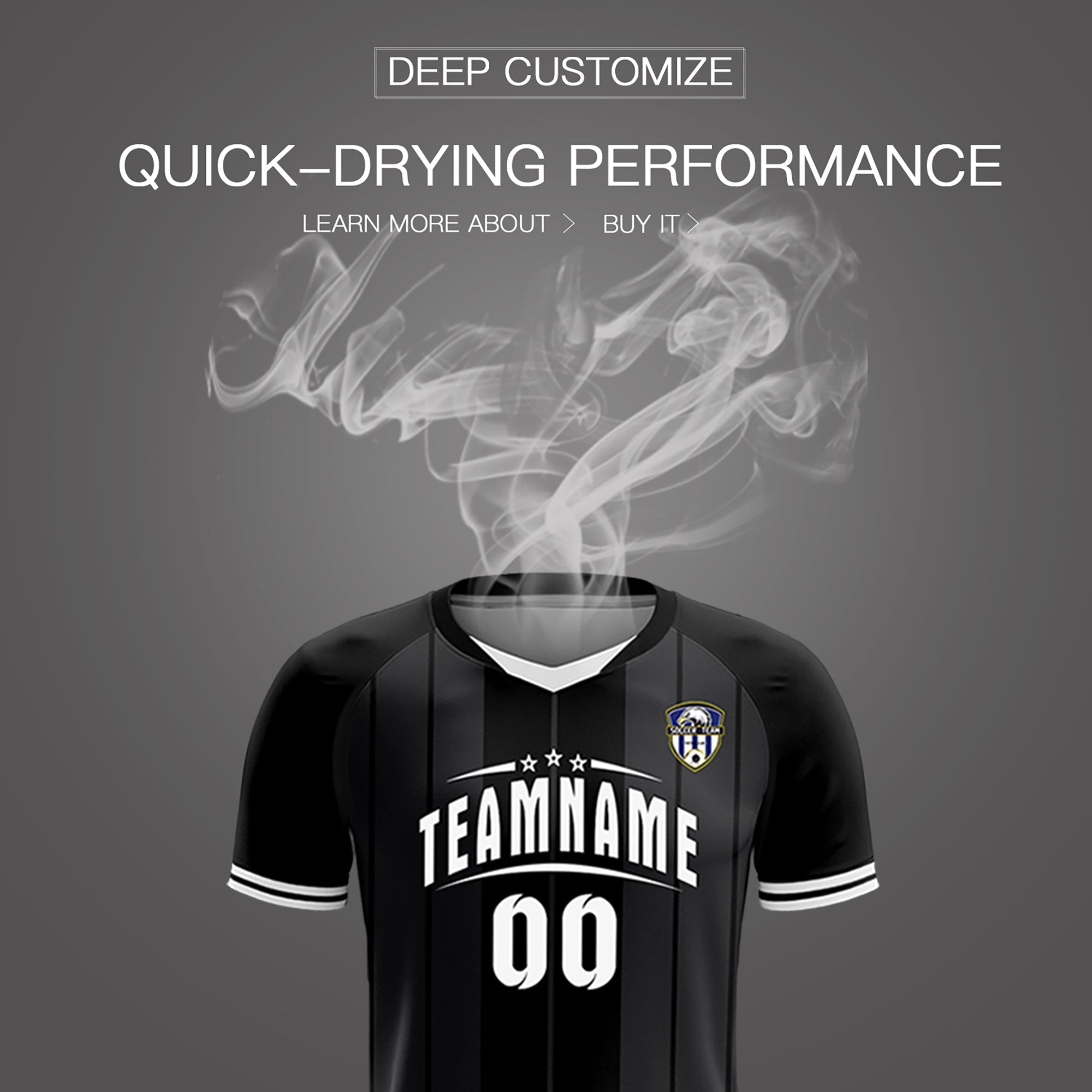 Custom Black Classic Striped Personalized Soccer Tops/Sets Jersey