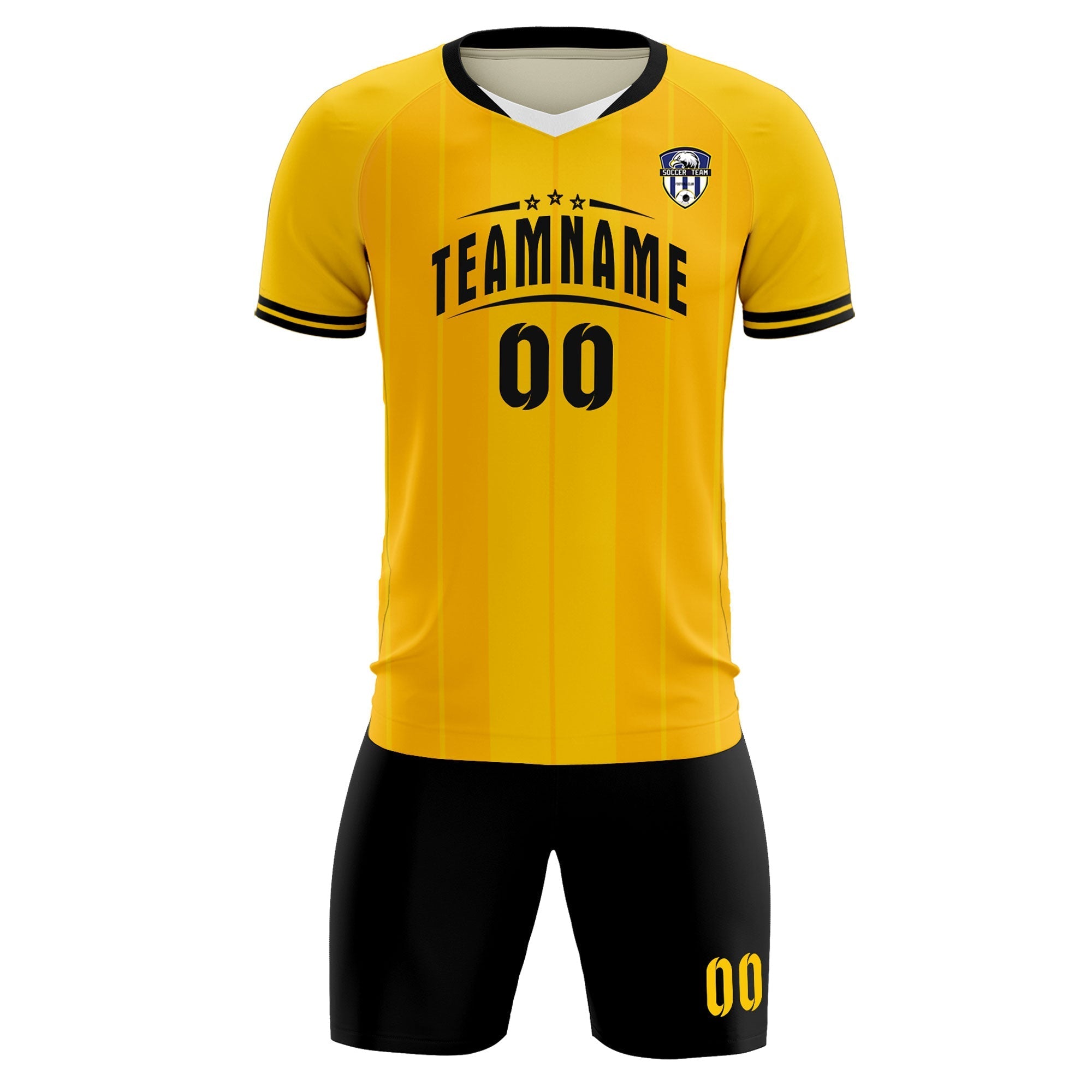 Custom Gold Classic Striped Personalized Soccer Tops/Sets Jersey