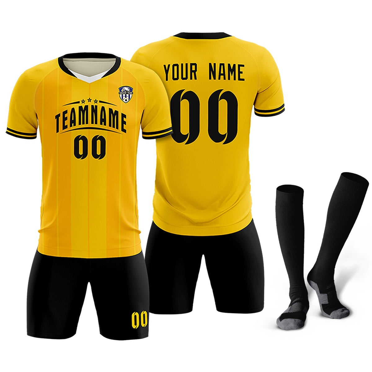 Custom Gold Classic Striped Personalized Soccer Tops/Sets Jersey