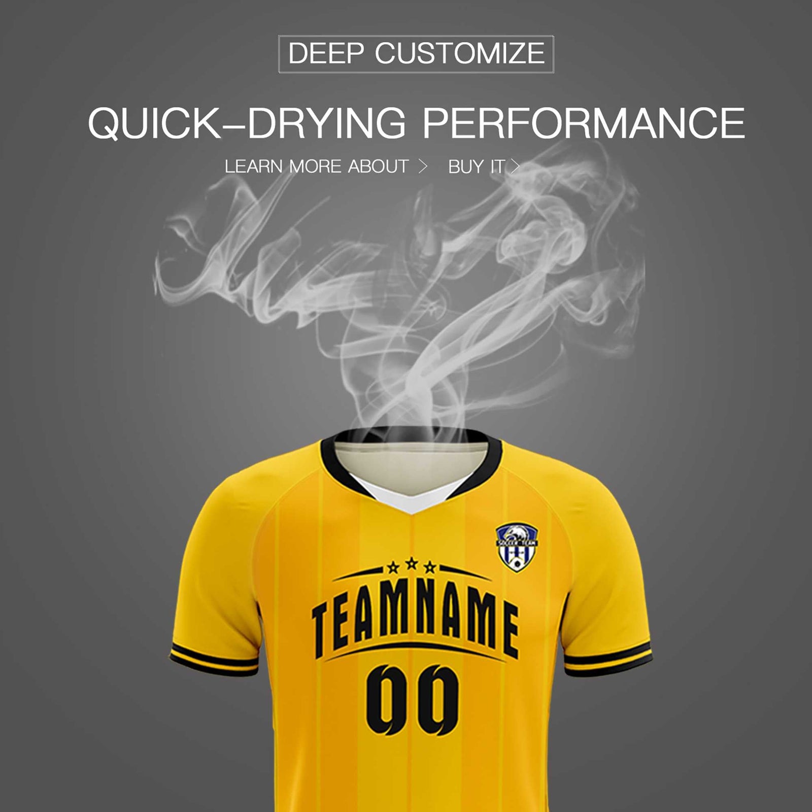 Custom Gold Classic Striped Personalized Soccer Tops/Sets Jersey