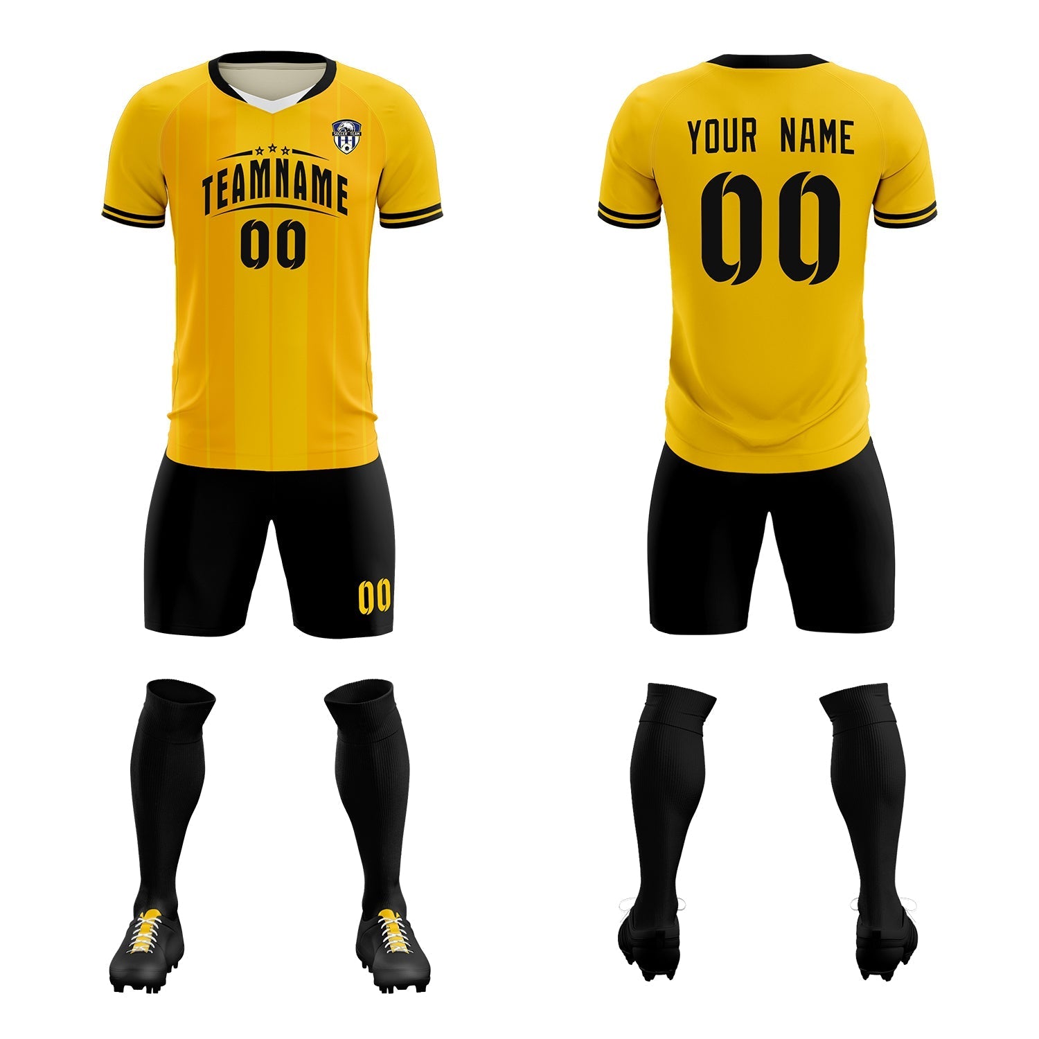 Custom Gold Classic Striped Personalized Soccer Tops/Sets Jersey