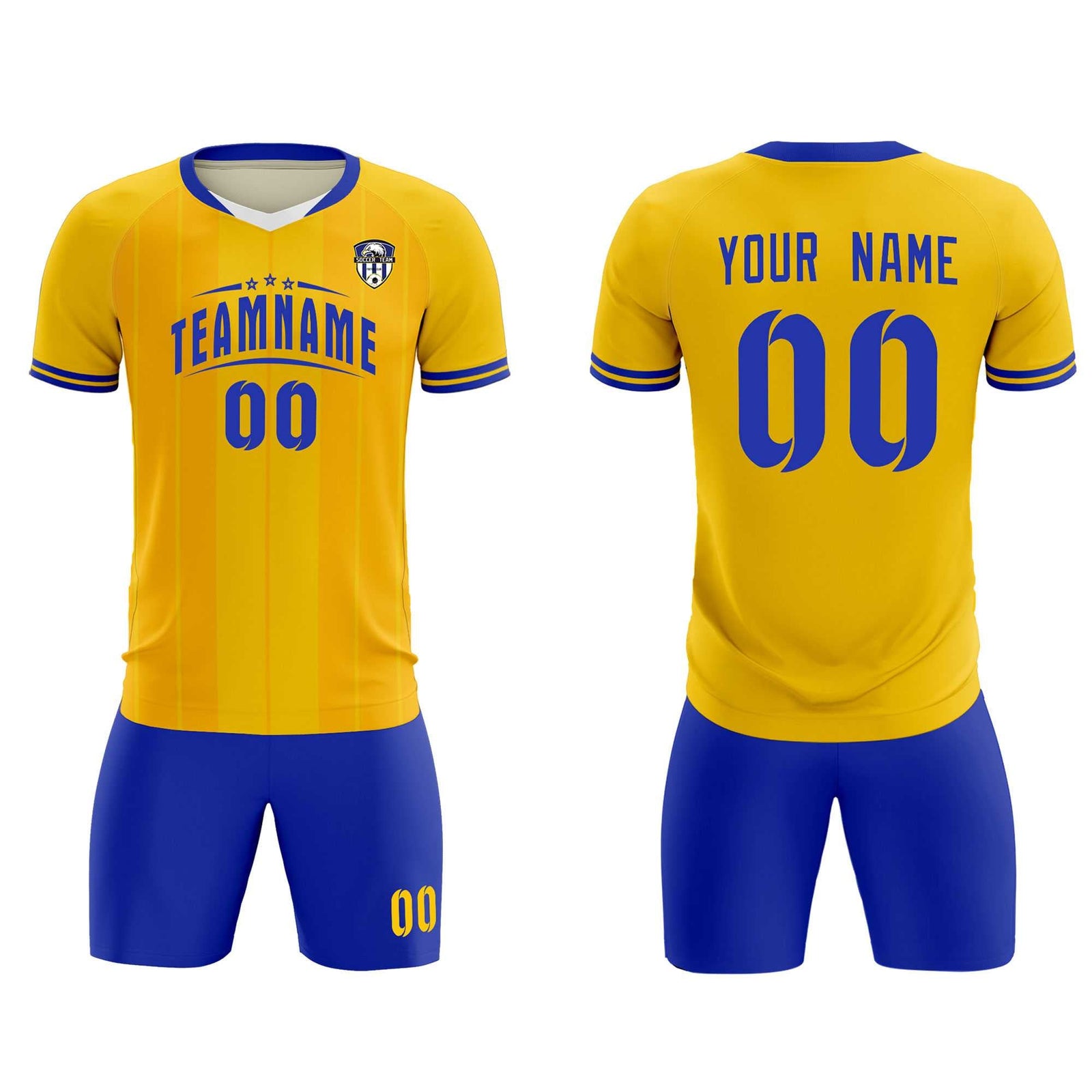 Custom Gold Classic Striped Personalized Soccer Tops/Sets Jersey