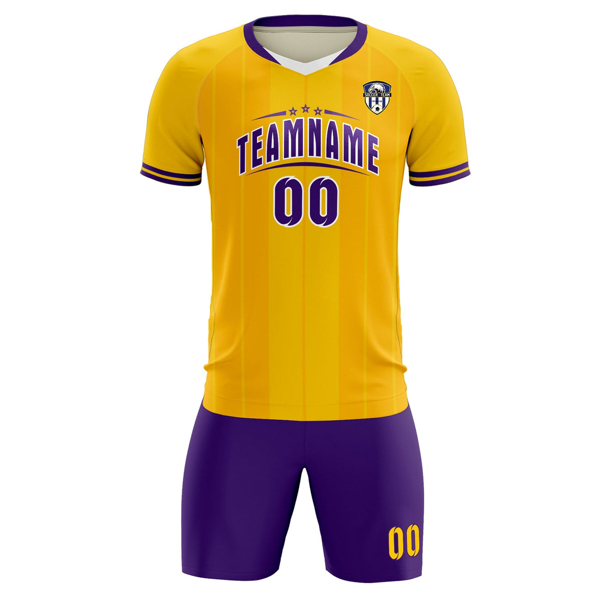 Custom Gold Classic Striped Personalized Soccer Tops/Sets Jersey