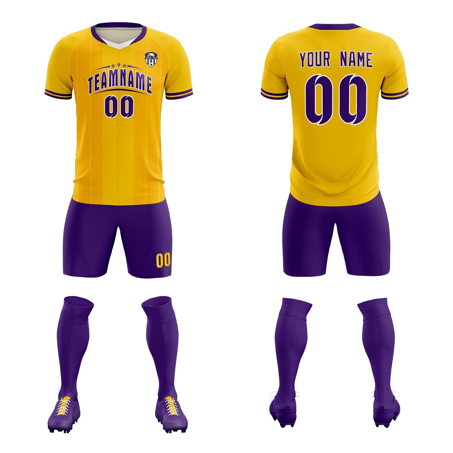 Custom Gold Classic Striped Personalized Soccer Tops/Sets Jersey