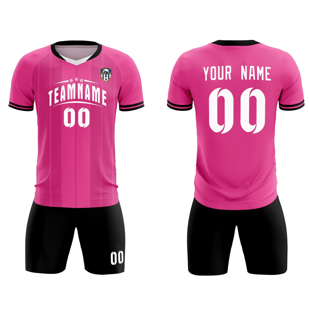 Custom Pink Classic Striped Personalized Soccer Tops/Sets Jersey