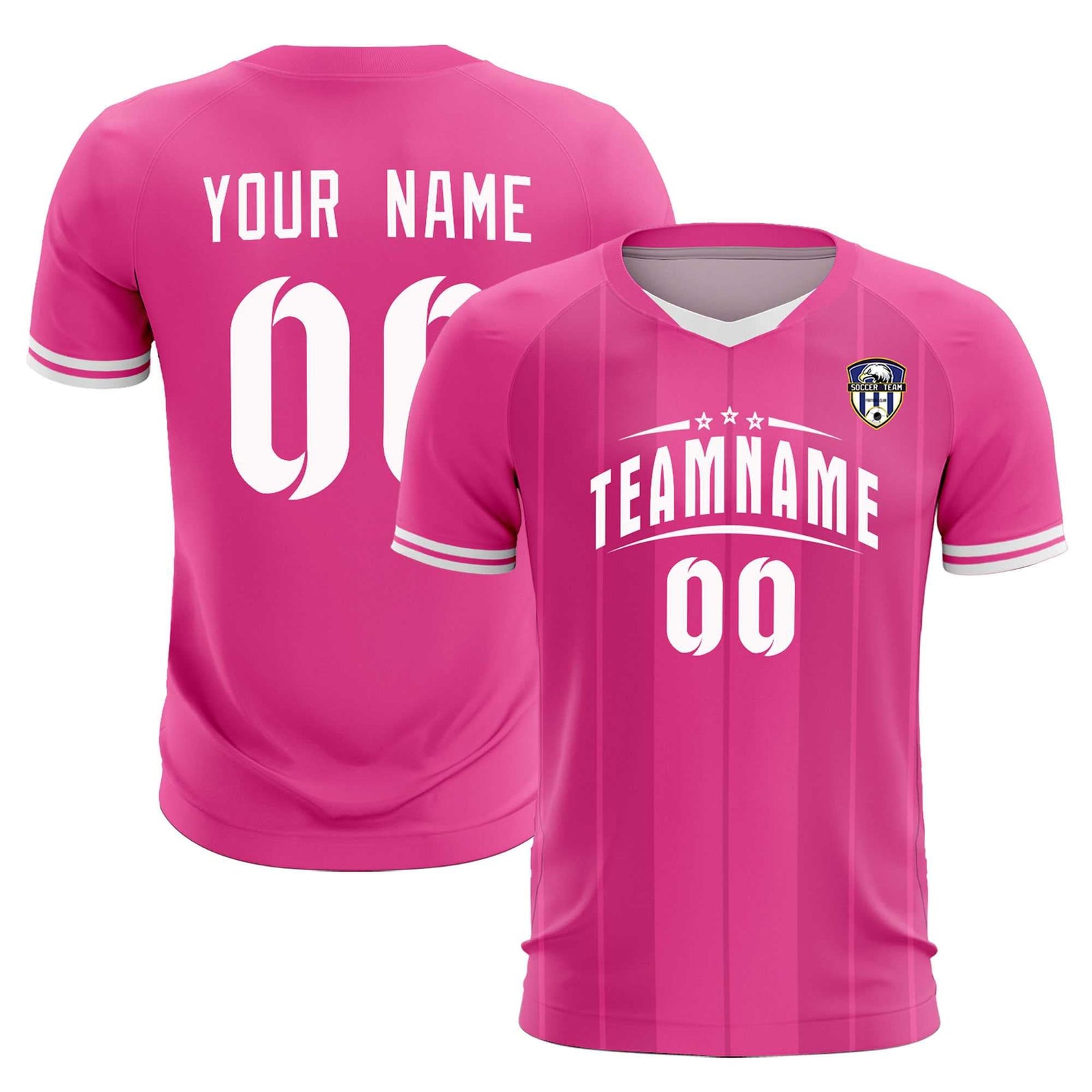 Custom Pink Classic Striped Personalized Soccer Tops/Sets Jersey