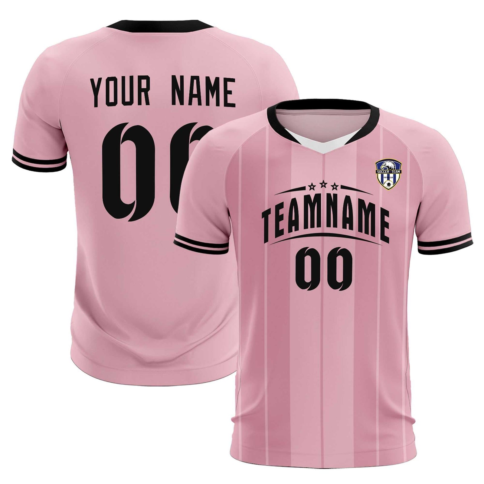 Custom Light Pink Classic Striped Personalized Soccer Tops/Sets Jersey