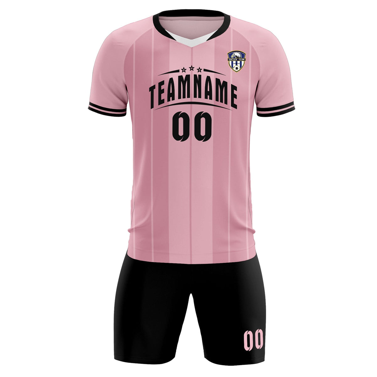 Custom Light Pink Classic Striped Personalized Soccer Tops/Sets Jersey
