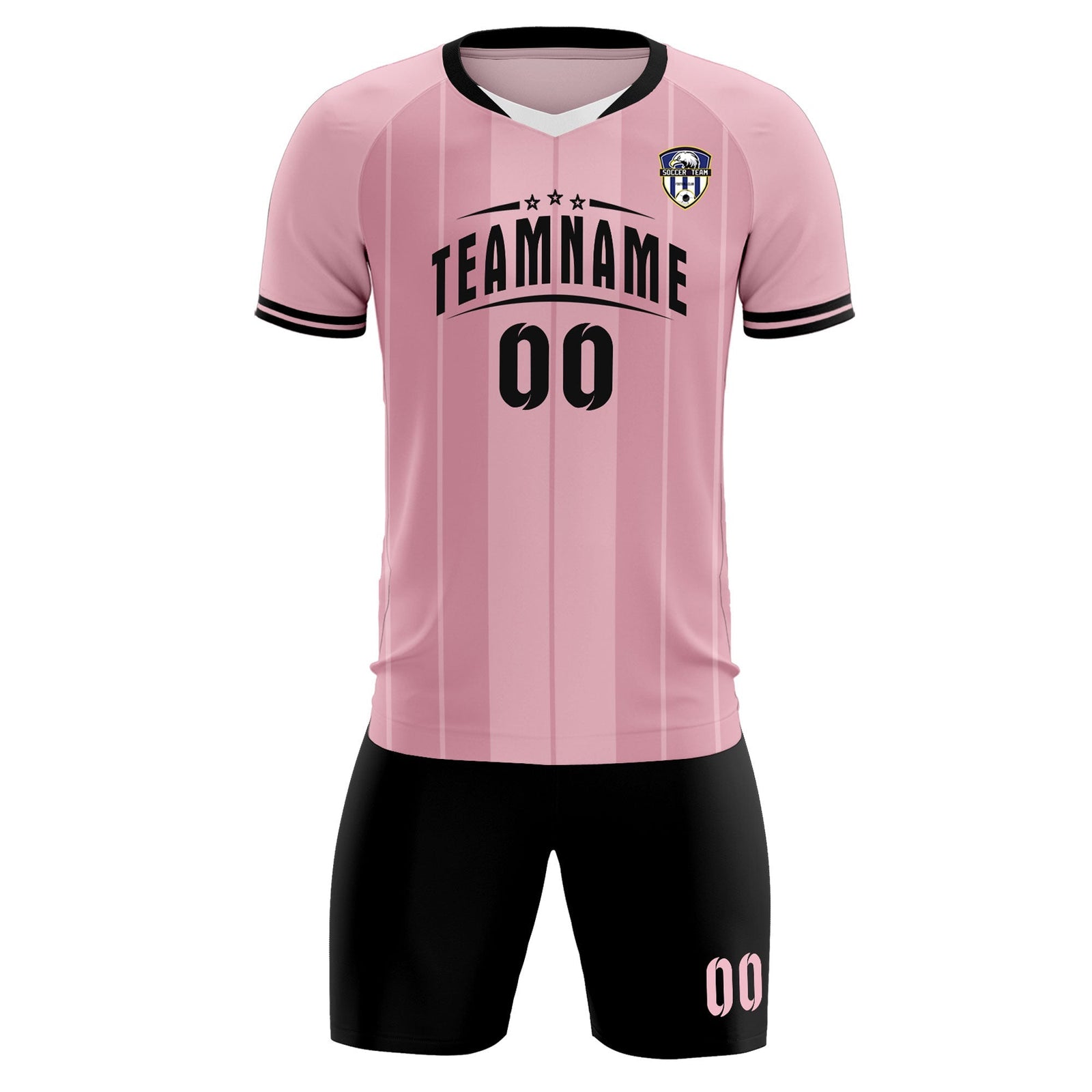Custom Light Pink Classic Striped Personalized Soccer Tops/Sets Jersey
