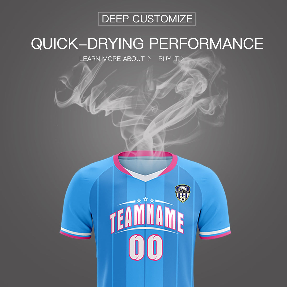 Custom Powder Blue Classic Striped Personalized Soccer Tops/Sets Jersey
