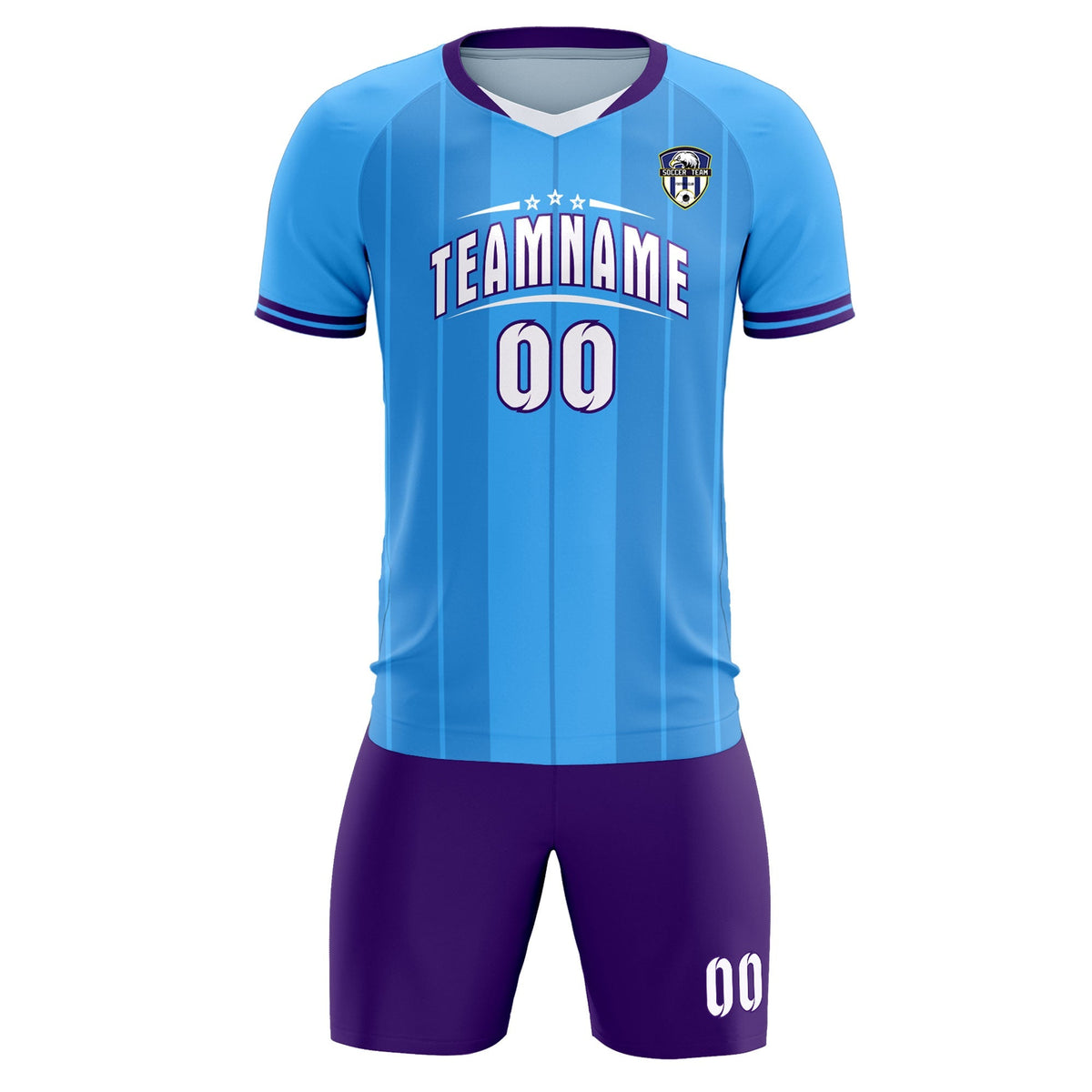 Custom Powder Blue Classic Striped Personalized Soccer Tops/Sets Jersey