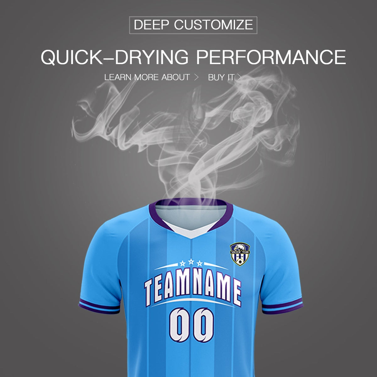 Custom Powder Blue Classic Striped Personalized Soccer Tops/Sets Jersey