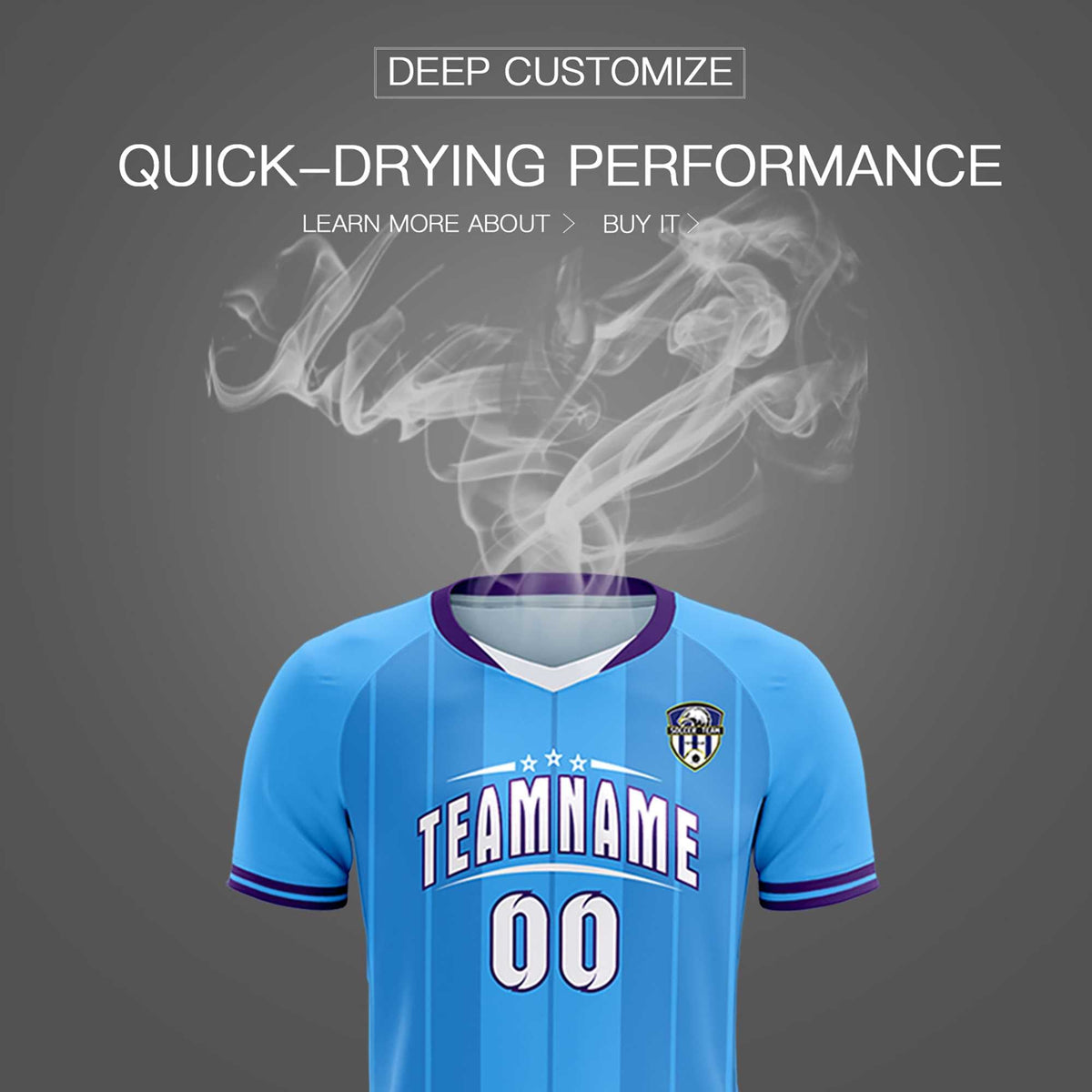 Custom Powder Blue Classic Striped Personalized Soccer Tops/Sets Jersey