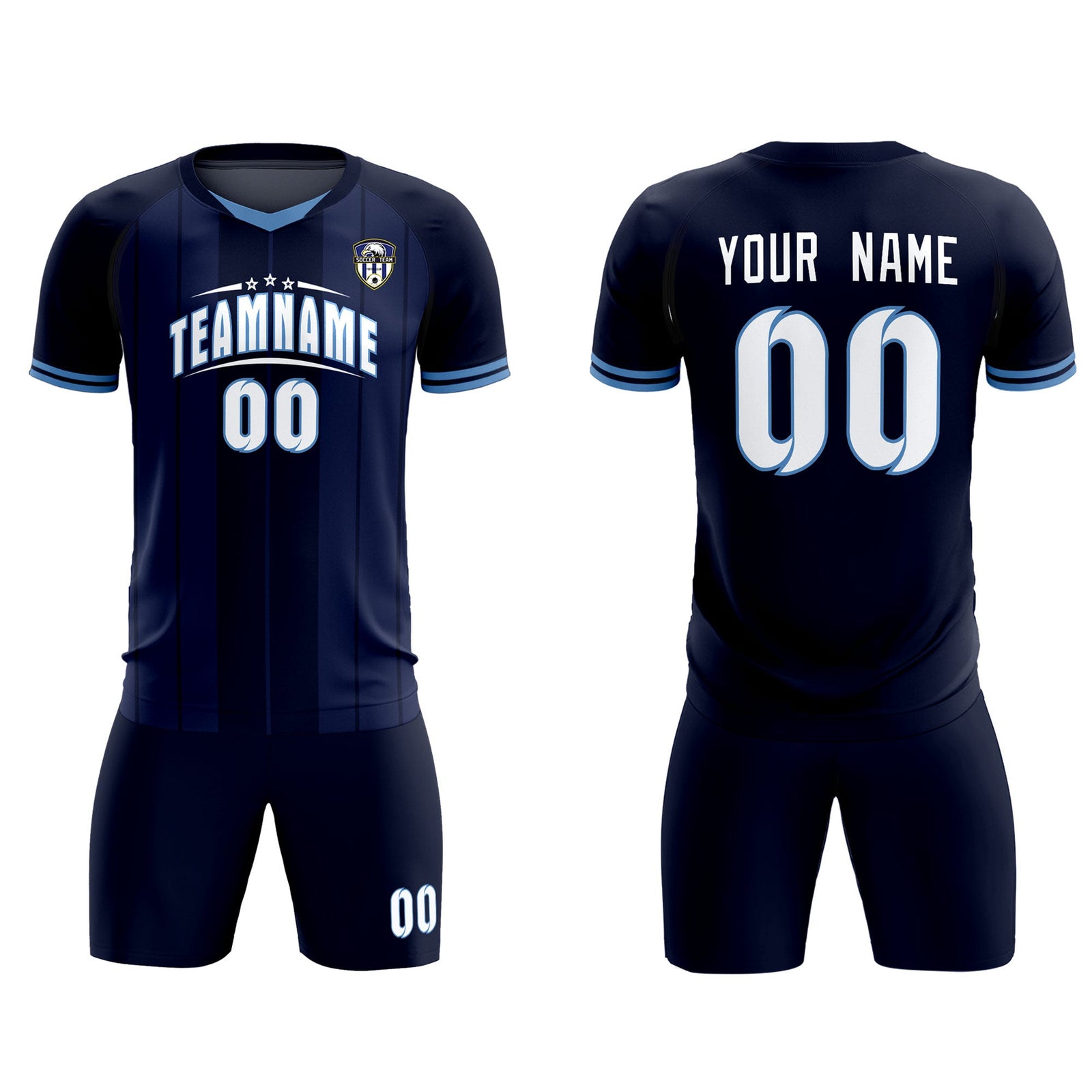 Custom Navy Classic Striped Personalized Soccer Tops/Sets Jersey