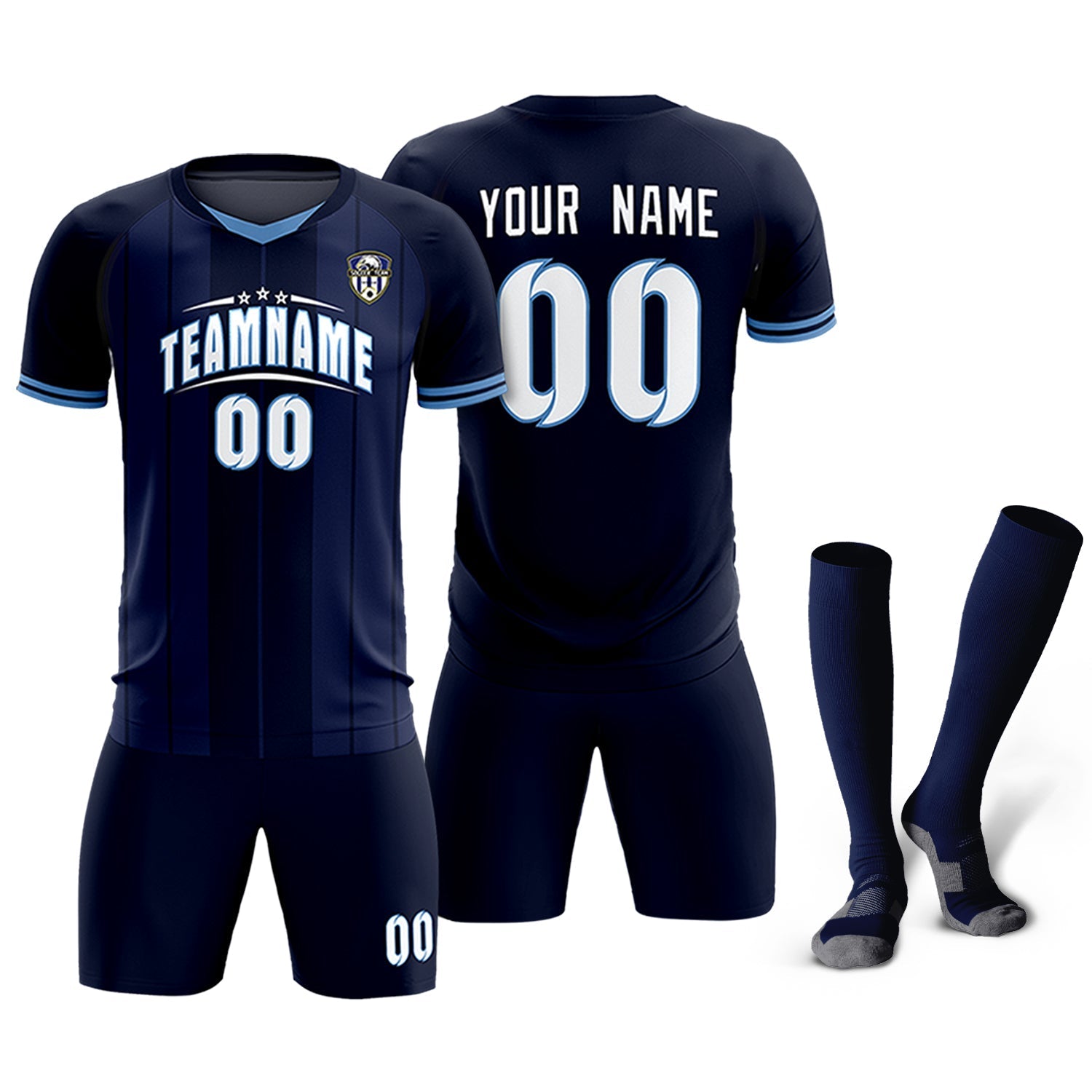 Custom Navy Classic Striped Personalized Soccer Tops/Sets Jersey