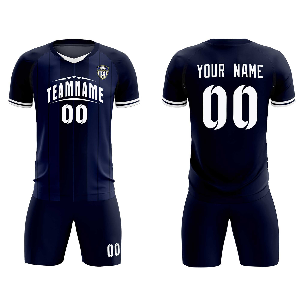 Custom Navy Classic Striped Personalized Soccer Tops/Sets Jersey