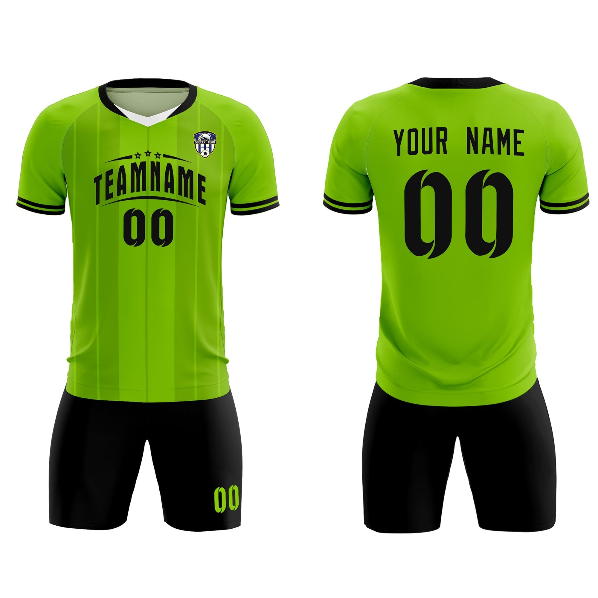 Custom Neon Green Classic Striped Personalized Soccer Tops/Sets Jersey