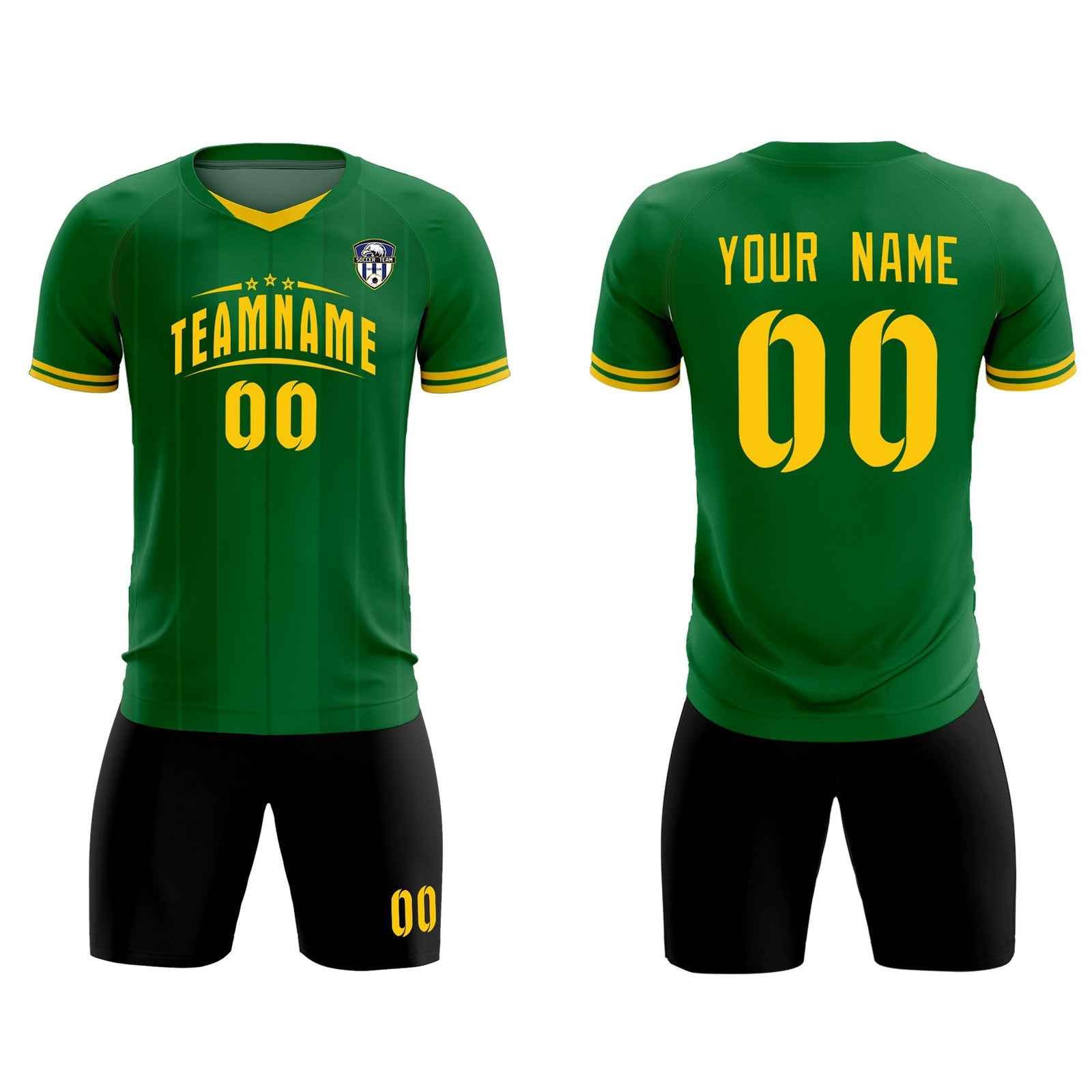 Custom Kelly Green Classic Striped Personalized Soccer Tops/Sets Jersey