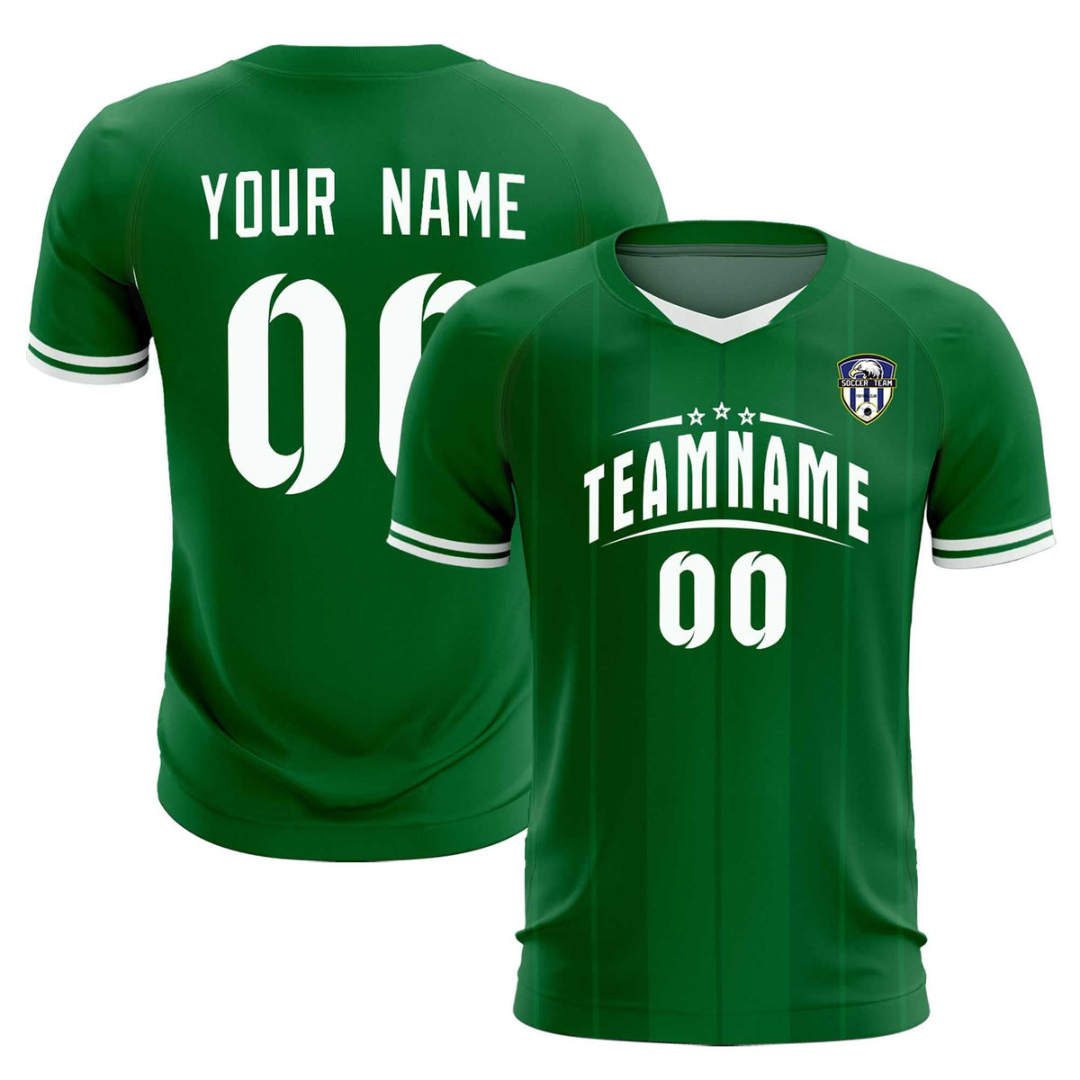 Custom Kelly Green Classic Striped Personalized Soccer Tops/Sets Jersey